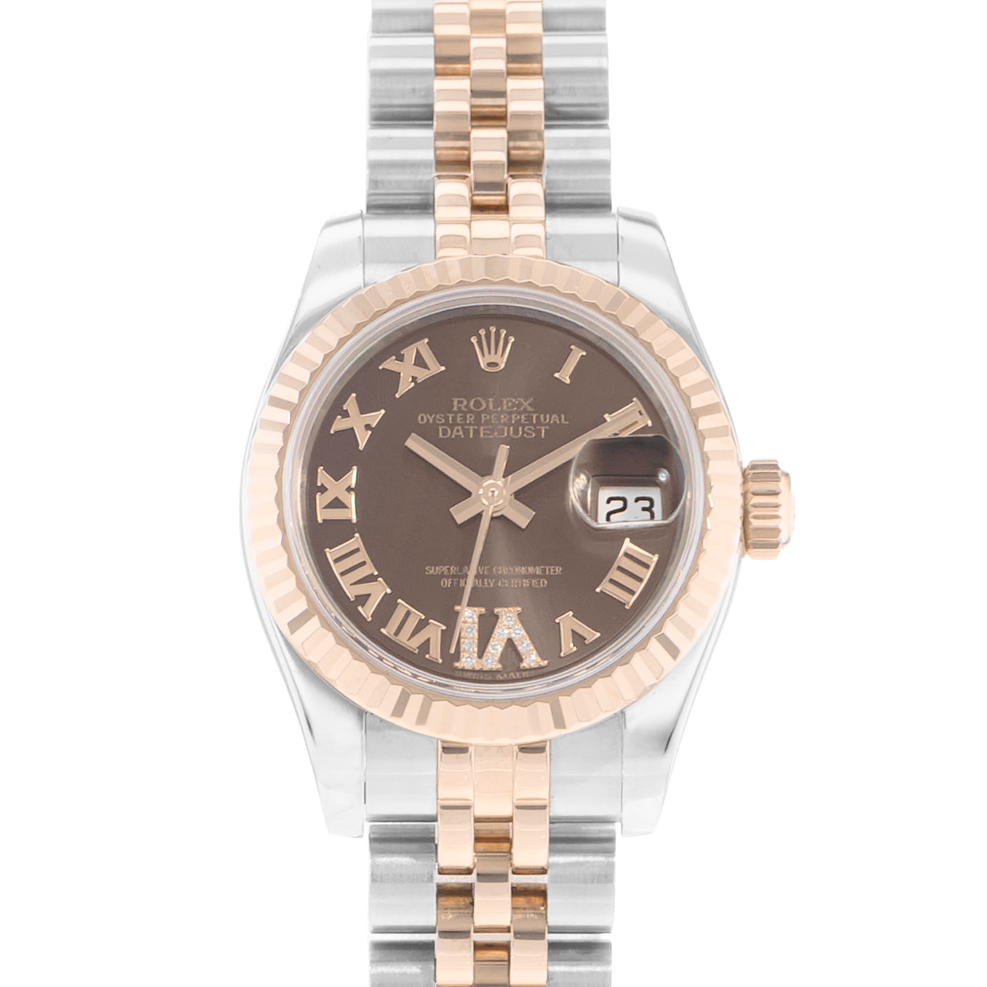 Rolex Datejust 26 179171 Chocolate Steel Rose Gold Automatic Ladies Watch Card