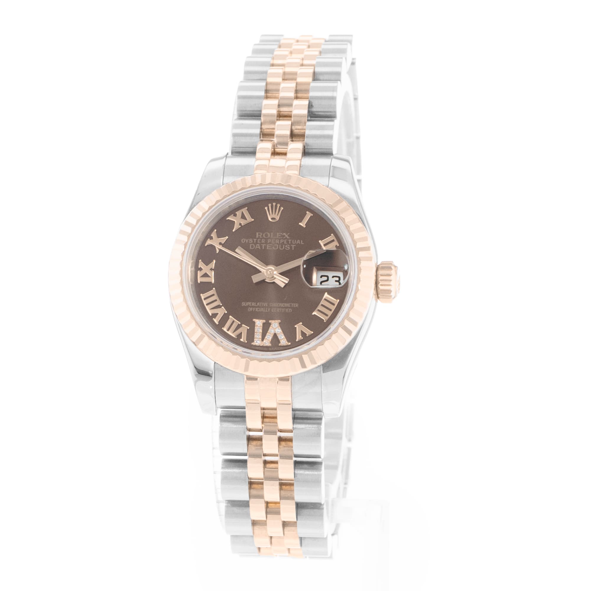 Rolex Datejust 26 179171 Chocolate Steel Rose Gold Automatic Ladies Watch Card