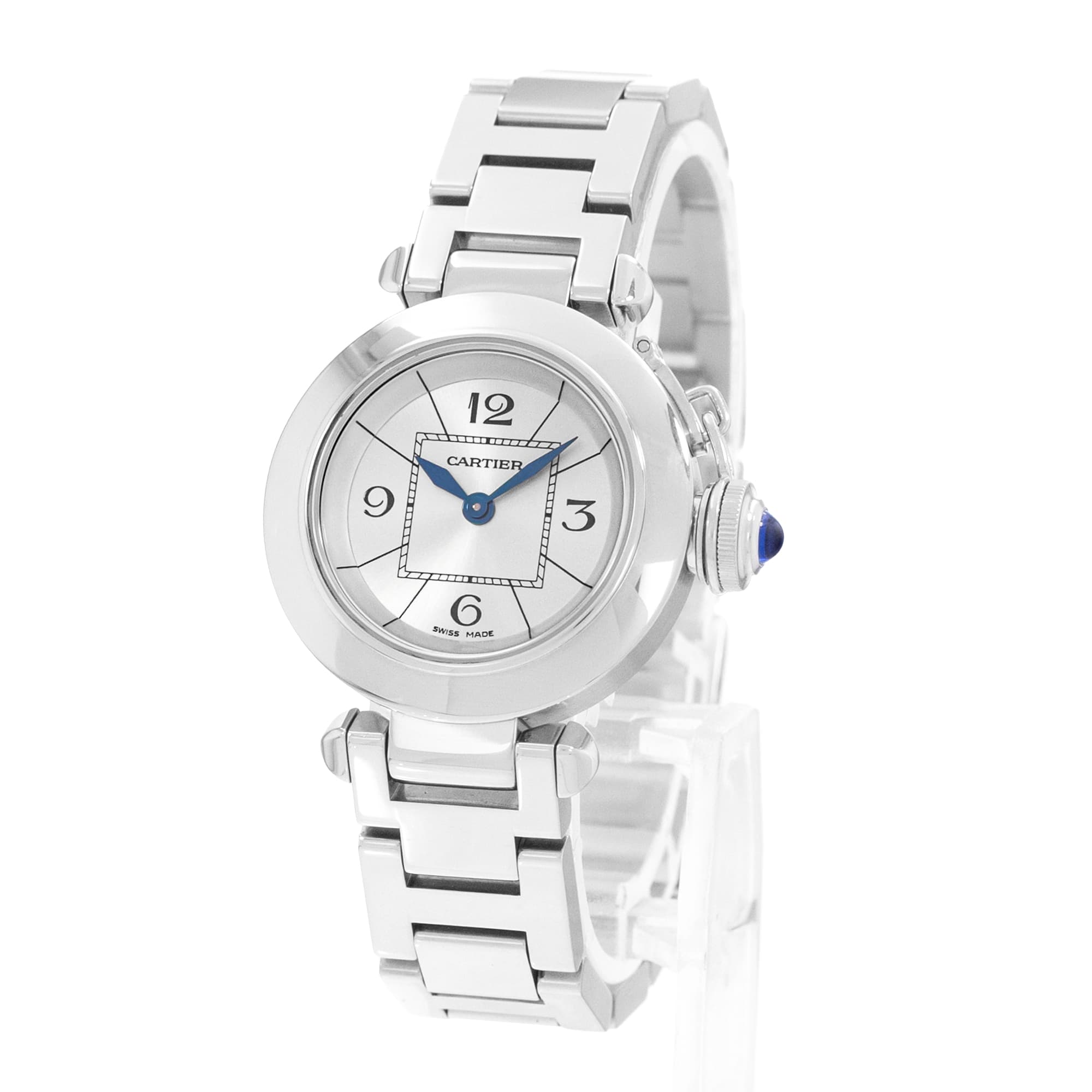 Cartier Pasha W3140007 2973 27mm Silver Dial Steel Ladies Watch Papers