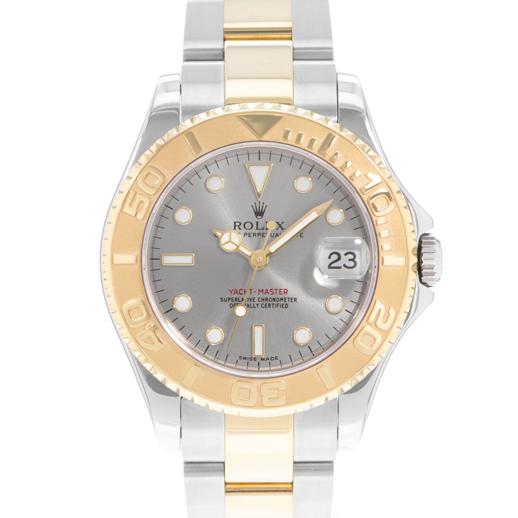 Rolex Yacht-Master 35 168623 Silver Dial Steel Yellow Gold Automatic Mens Watch