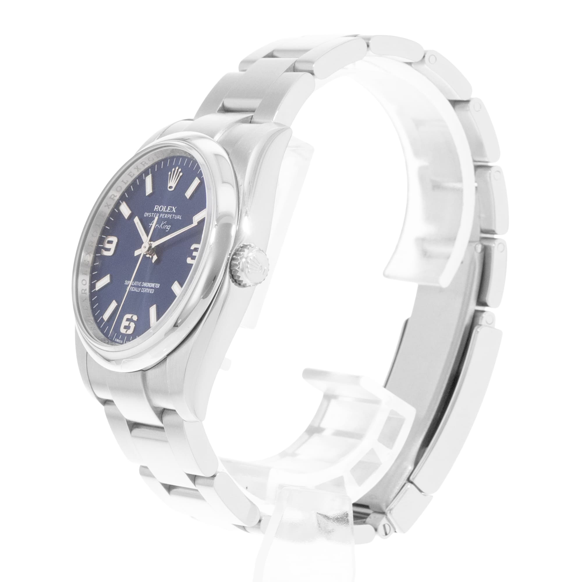 Rolex Oyster Perpetual 34 114200 Blue Arabic Dial Steel Automatic Mens Watch