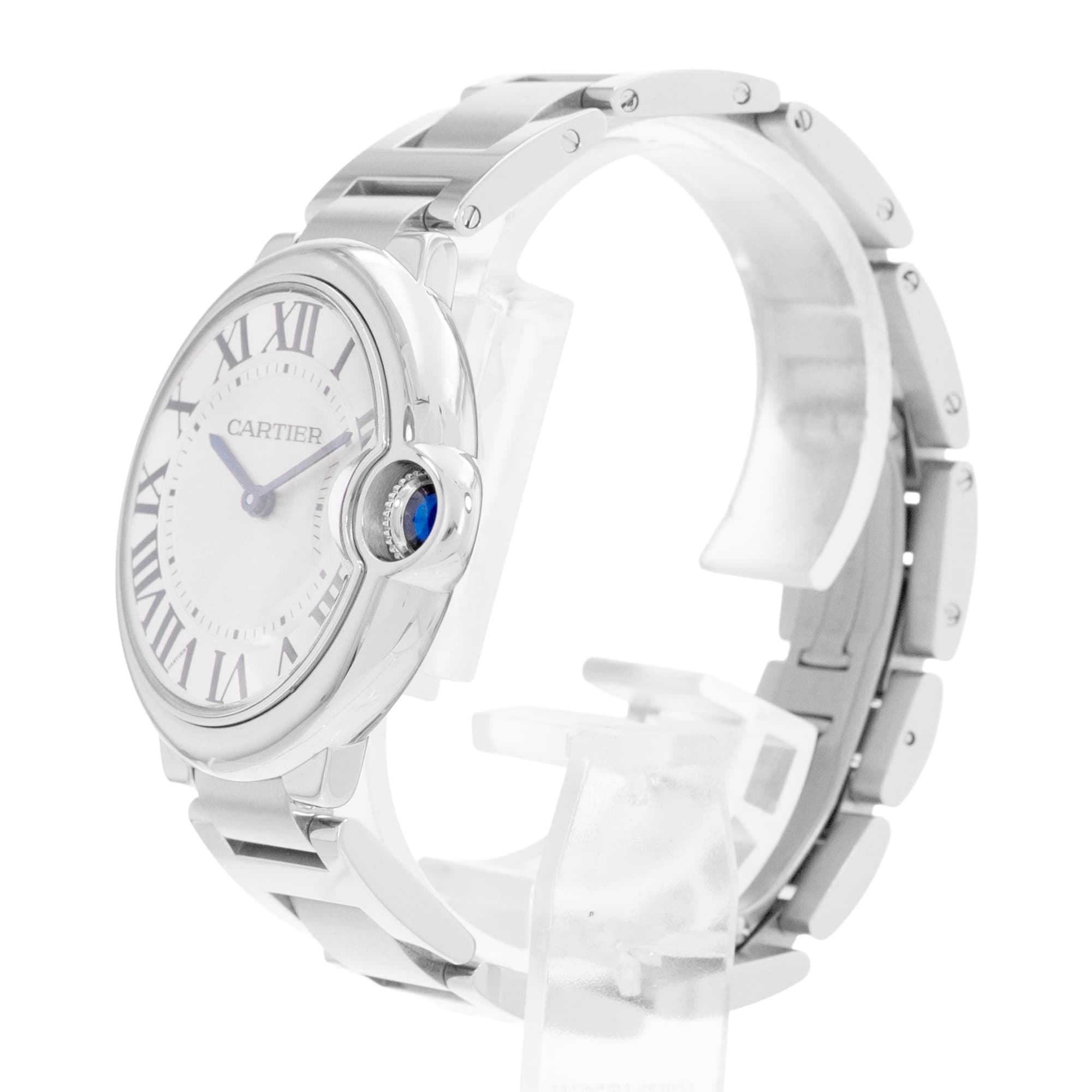 Cartier Ballon Bleu 36mm W69011Z4 3005 Silver Roman Dial Steel Mens Watch