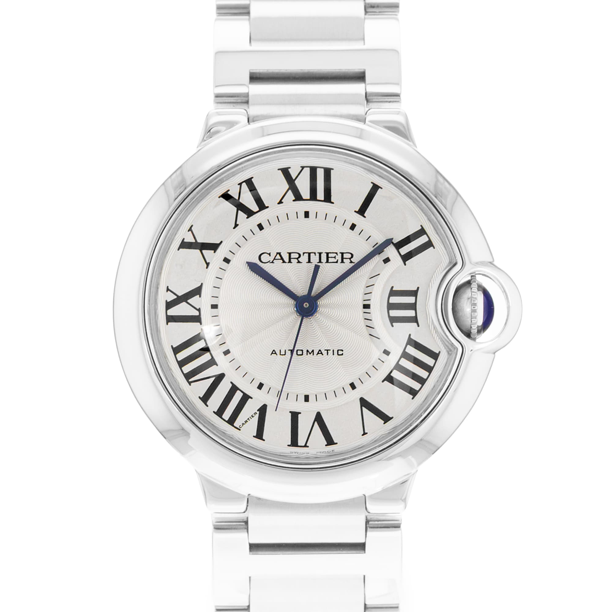 Cartier Ballon Bleu 36mm W6920046 3284 Silver Roman Steel Automatic Ladies Watch