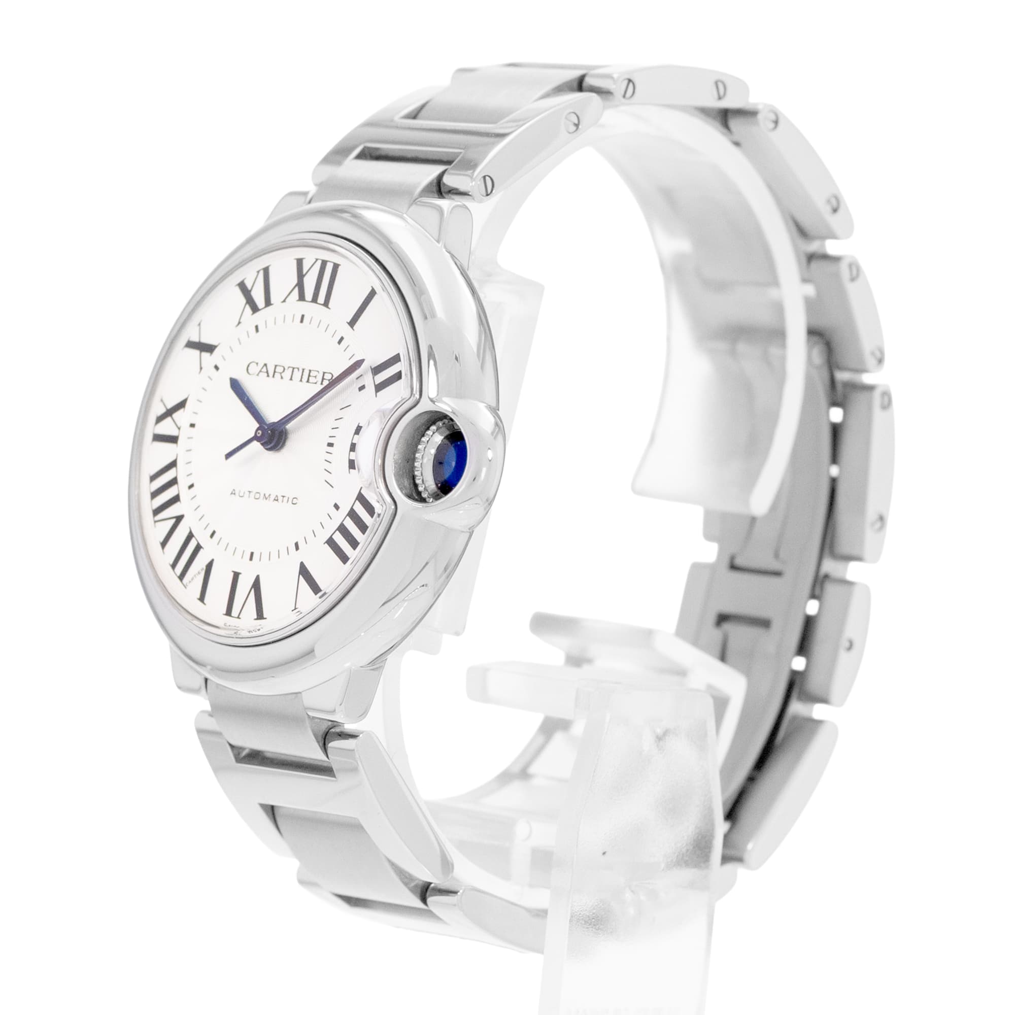 Cartier Ballon Bleu 36mm W6920046 3284 Silver Roman Steel Automatic Ladies Watch