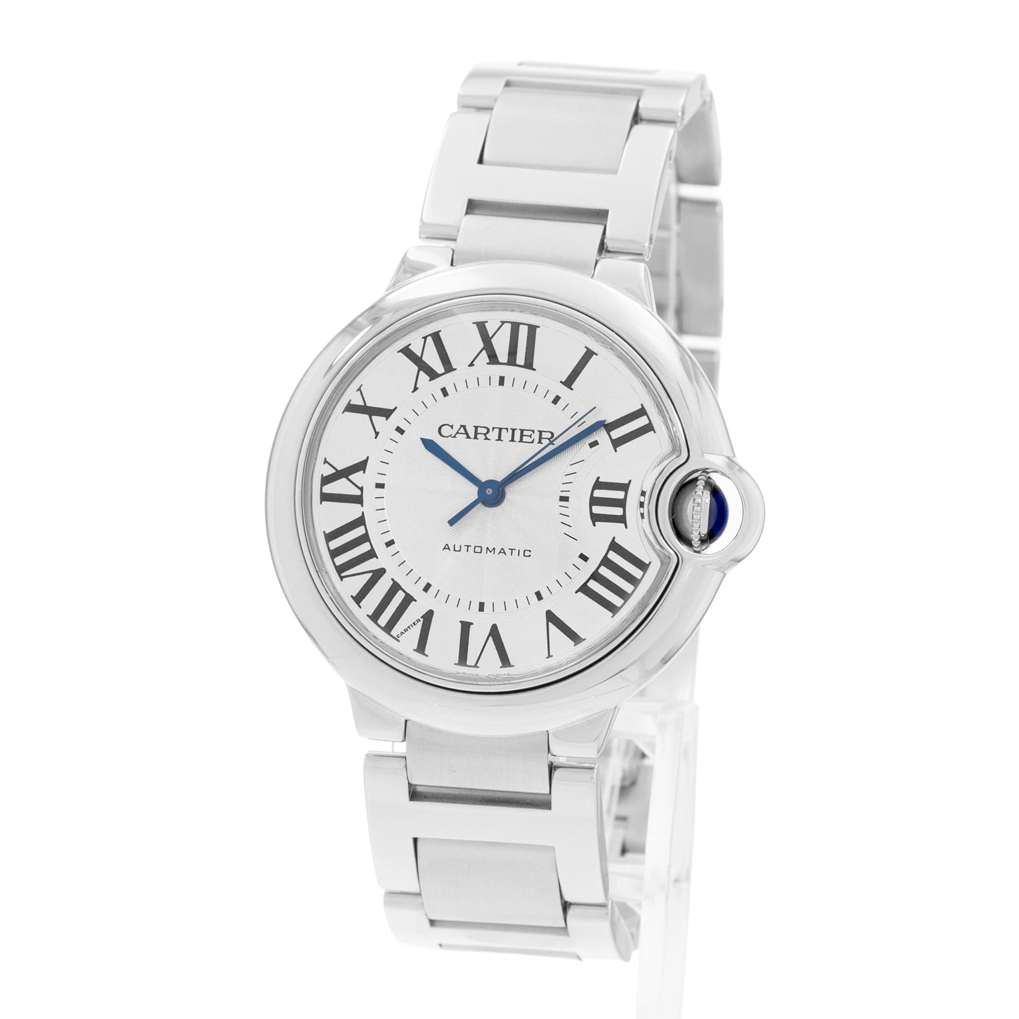 Cartier Ballon Bleu 36mm W6920046 3284 Silver Roman Automatic Ladies Watch 2013