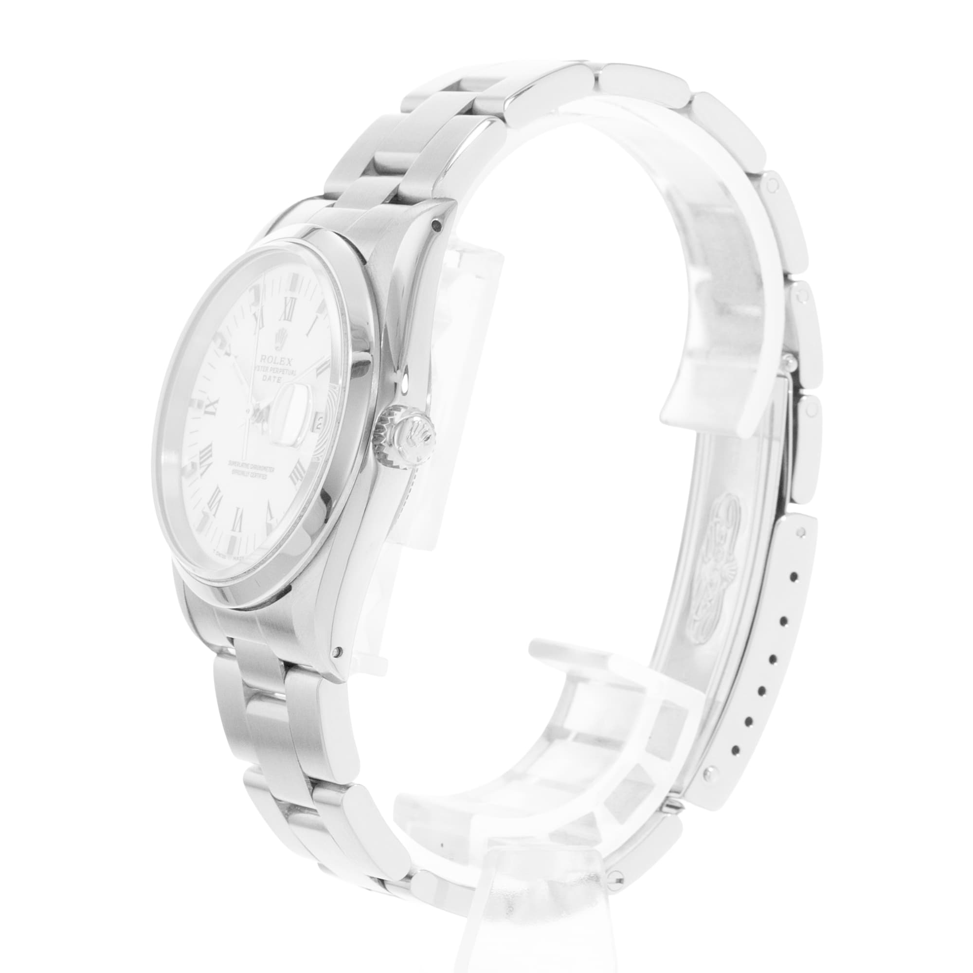 Rolex Oyster Perpetual 34 15200 Vintage White Roman Dial Steel Mens Watch