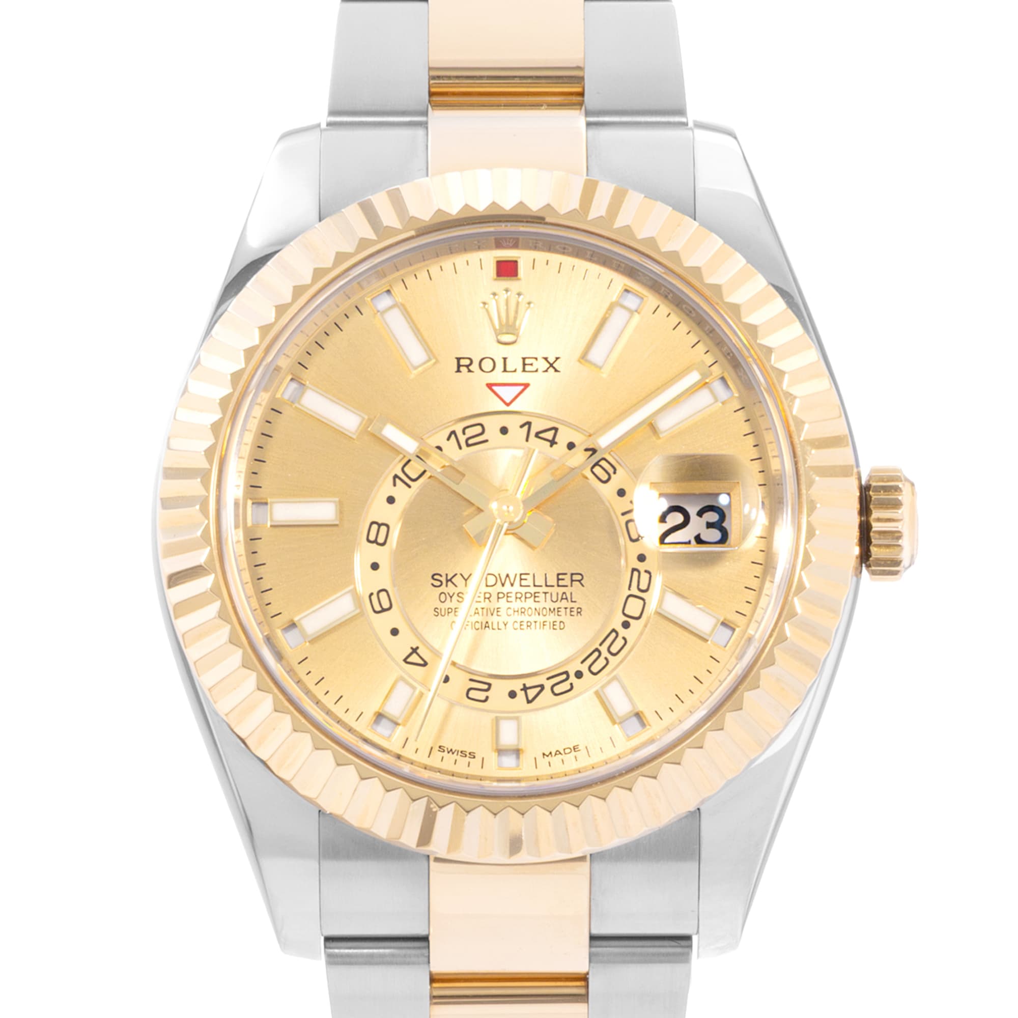Rolex Sky-Dweller 326933 42mm Champagne Steel Yellow Gold Mens Watch Card
