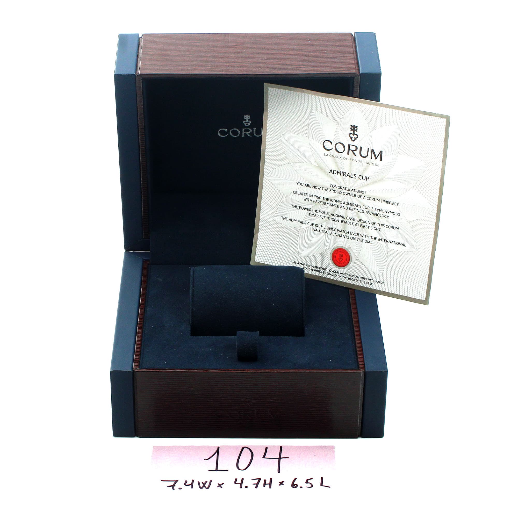 Box Corum 7.4W x 4.7H x 6.5L