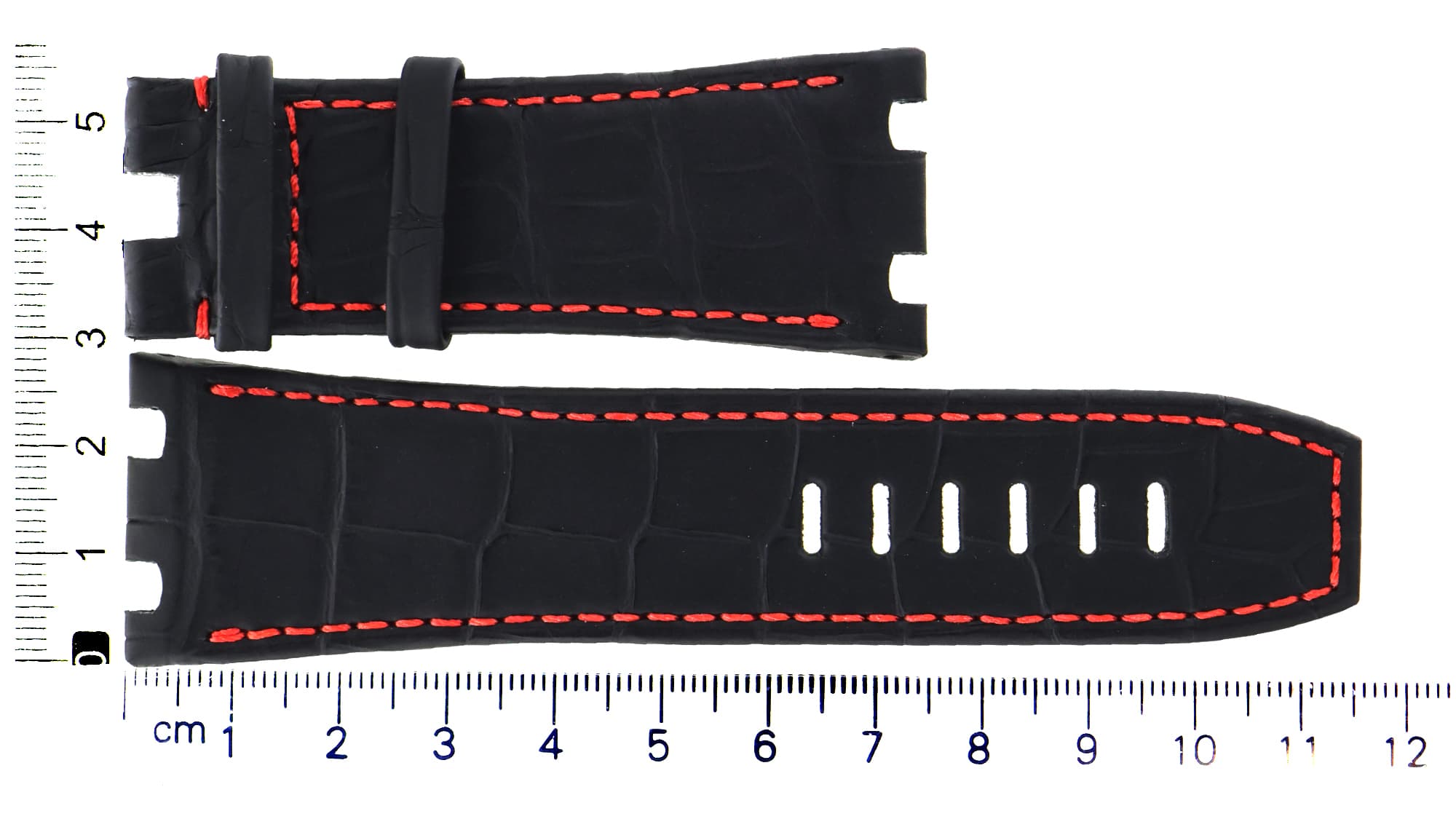 Unworn factory Audemars Piguet light black, red stiches leather strap 29.5x24mm