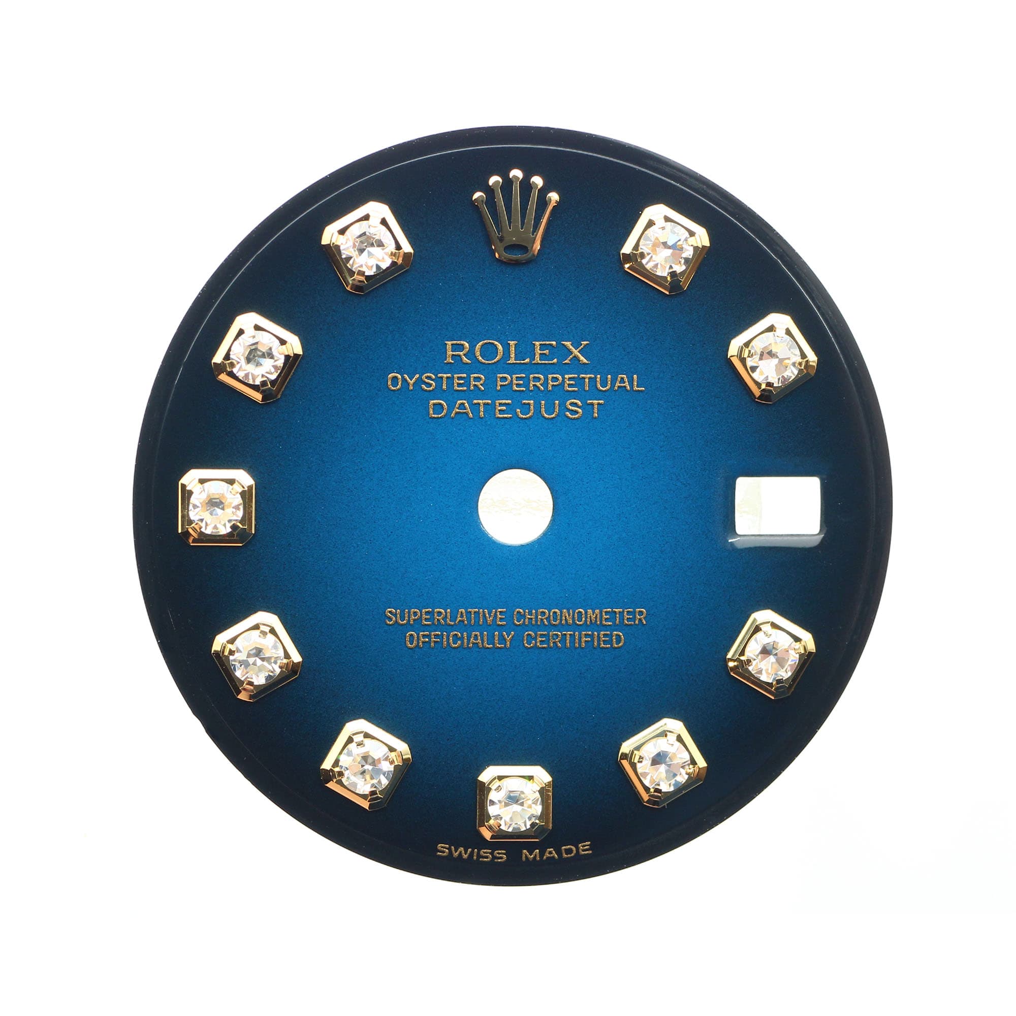 Blue vignette dial 10 factory diamonds for Rolex Datejust 26 or 29mm Blue
