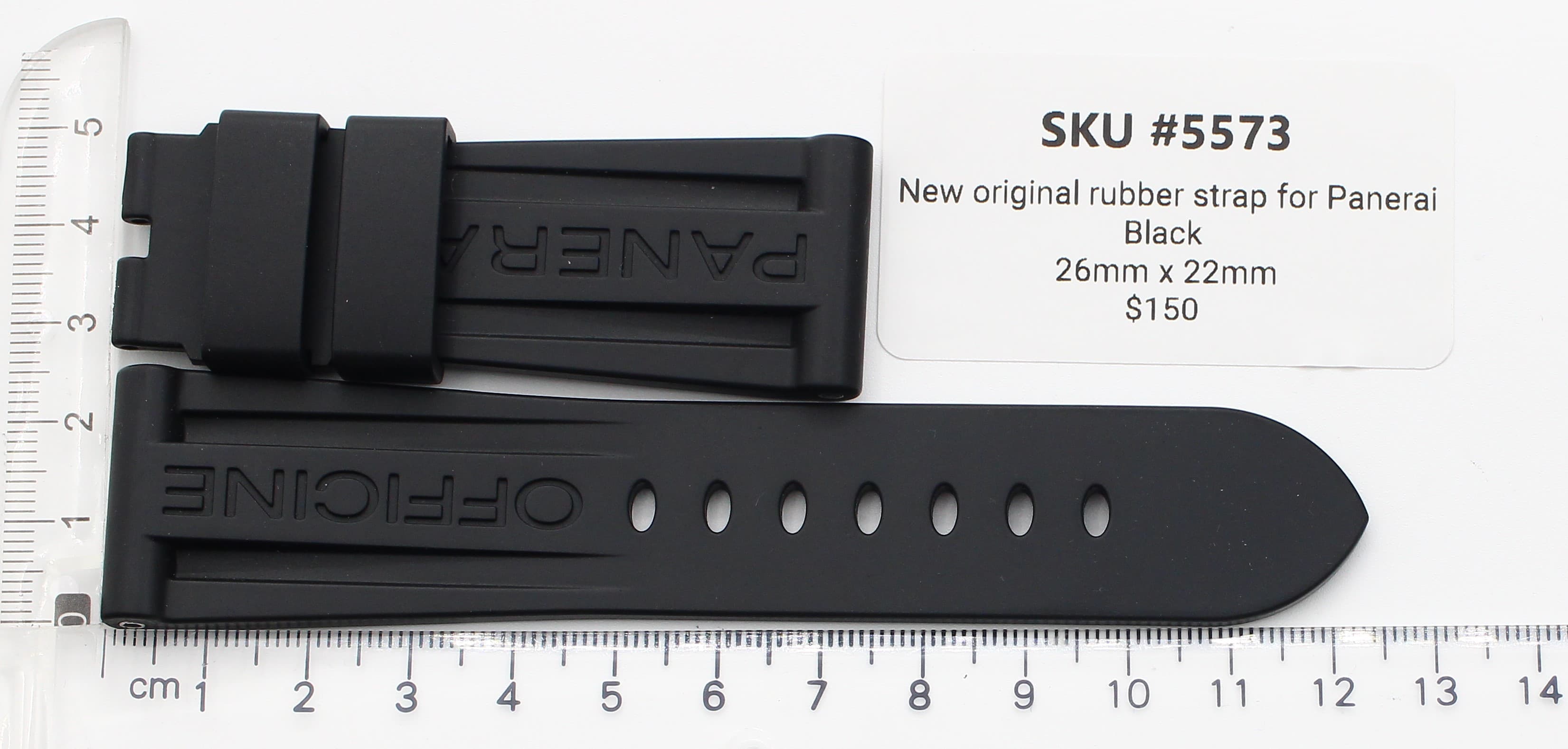 Strap for Panerai black rubber