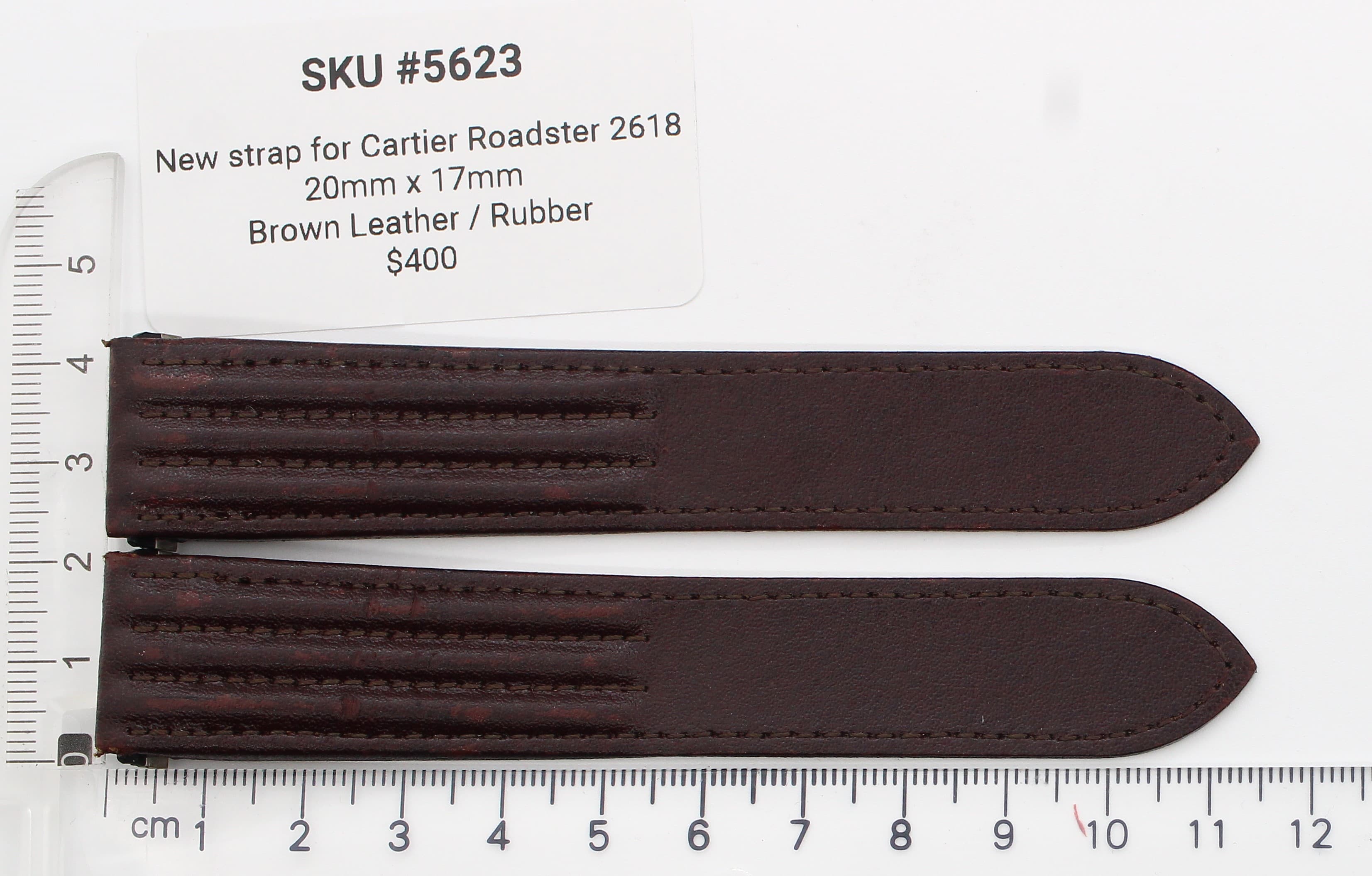 Factory original strap for Cartier Roadster 2618 20mm x 17mm Brown leather & rubber