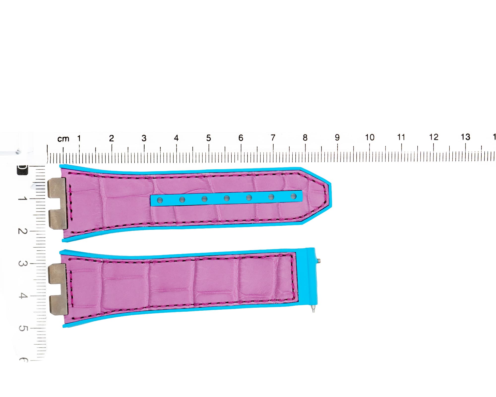 Factory Original Rubber Hublot strap, Blue and Pink, 18x24mm