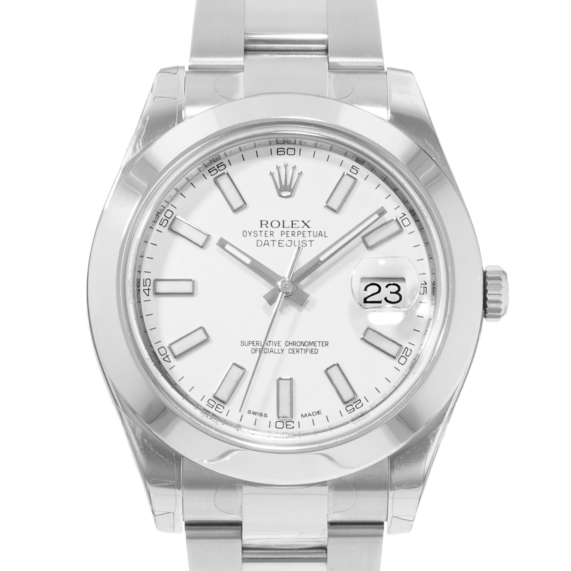 Rolex Datejust II 116300 41mm White Index Steel Mens Watch With Stickers 2015