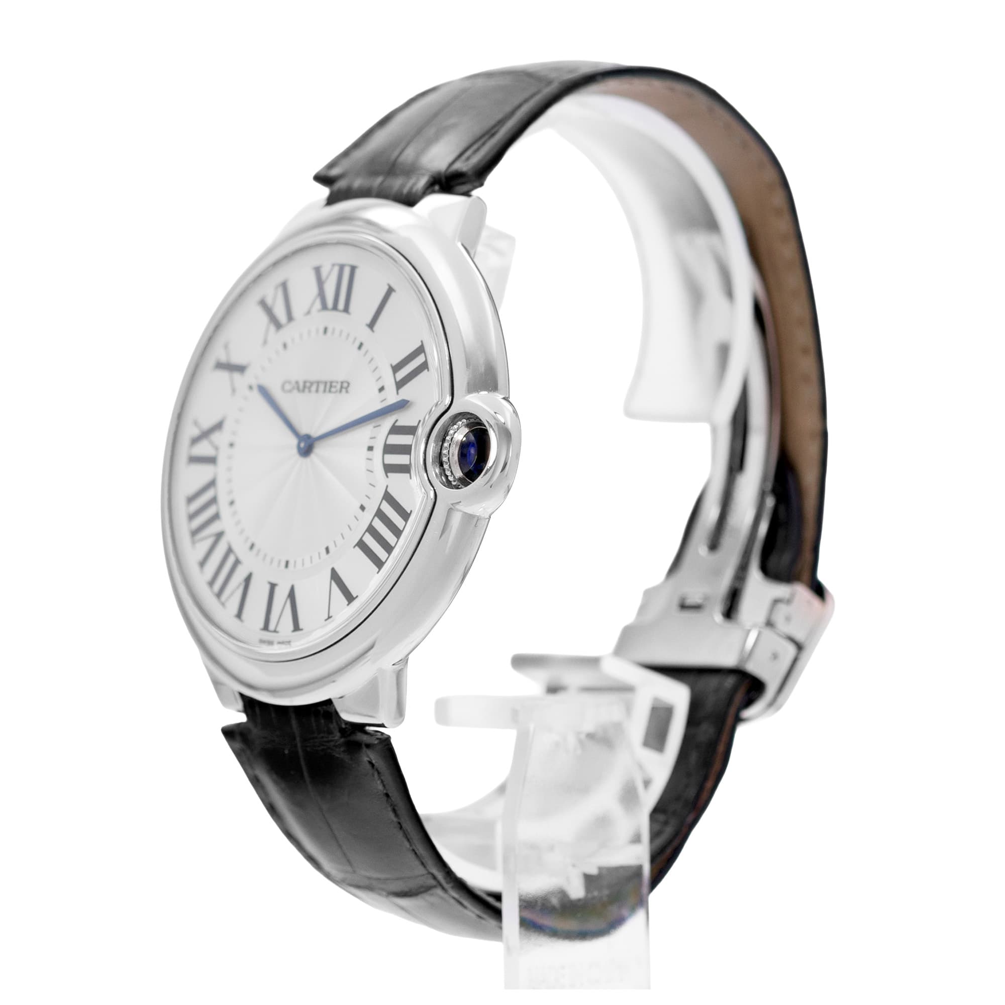 Cartier Ballon Bleu 46mm W6920055 3375 Silver Roman White Gold Mens Watch 2015