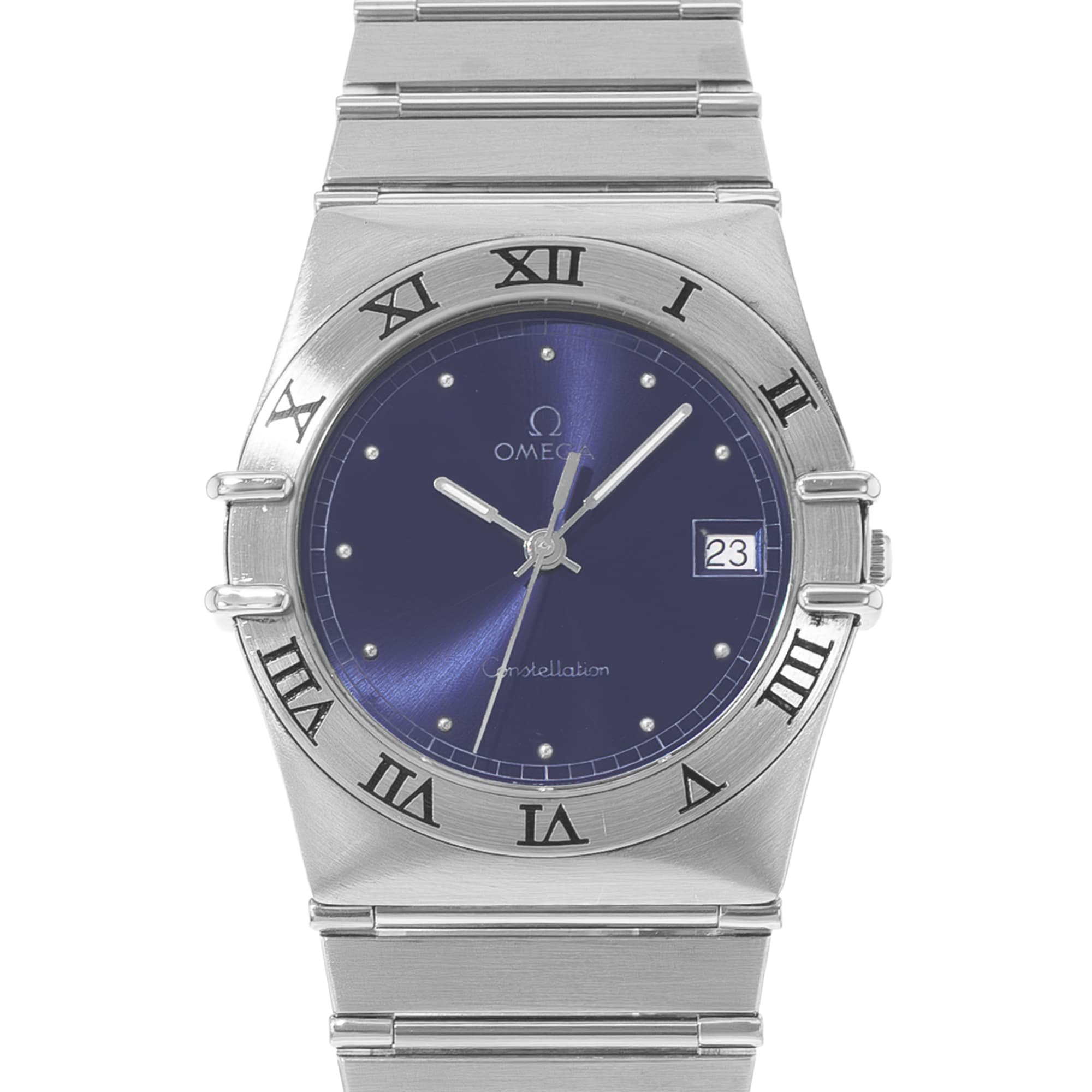 Omega Constellation 396.1070 33mm Vintage Blue Dial Steel Quartz Mens Watch 1990