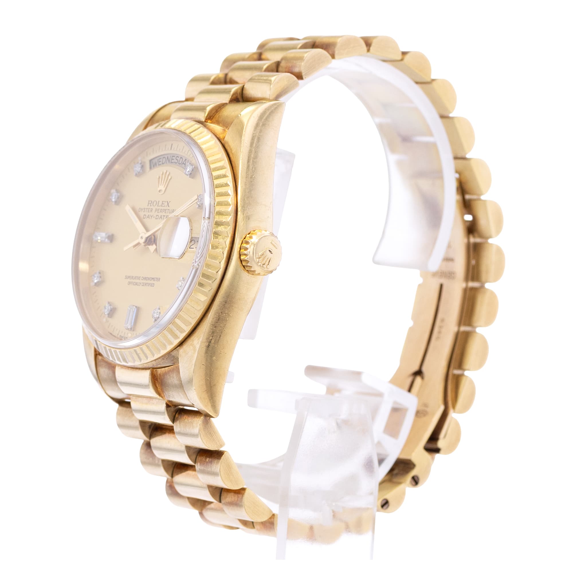 Rolex Day-Date 36 18038 Champagne Diamond 18k Yellow Gold President Mens Watch