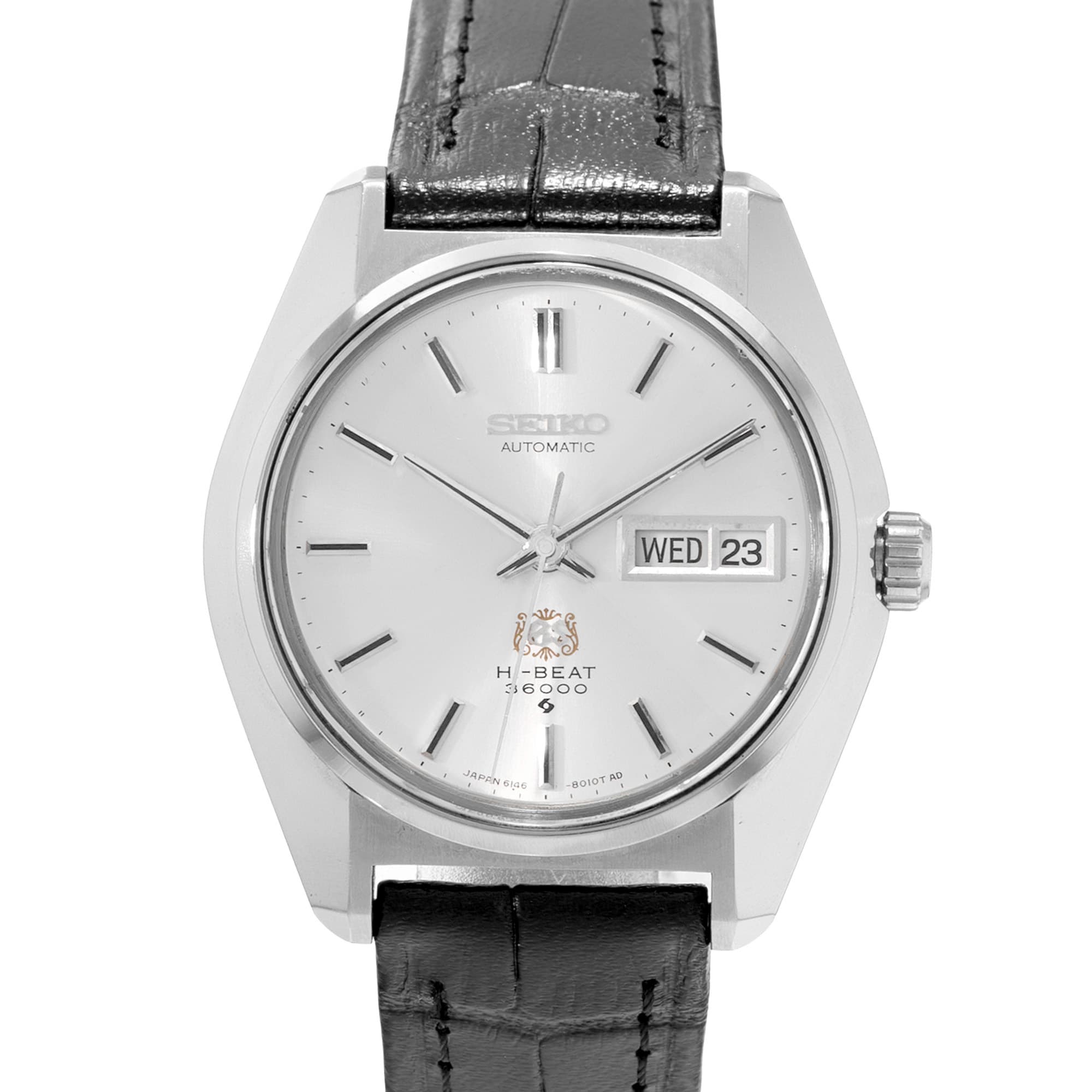 Grand Seiko Arabesque 6146-8010 36mm Silver Dial Steel Mens Watch Box Papers