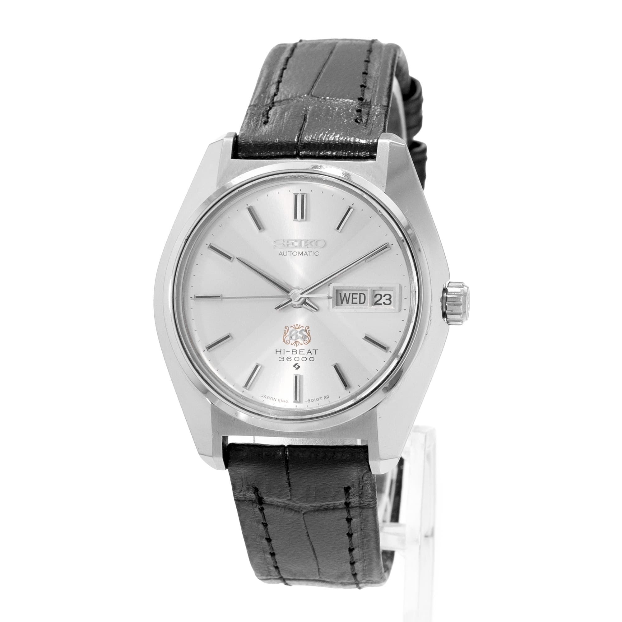 Grand Seiko Arabesque 6146-8010 36mm Silver Dial Steel Mens Watch Box Papers