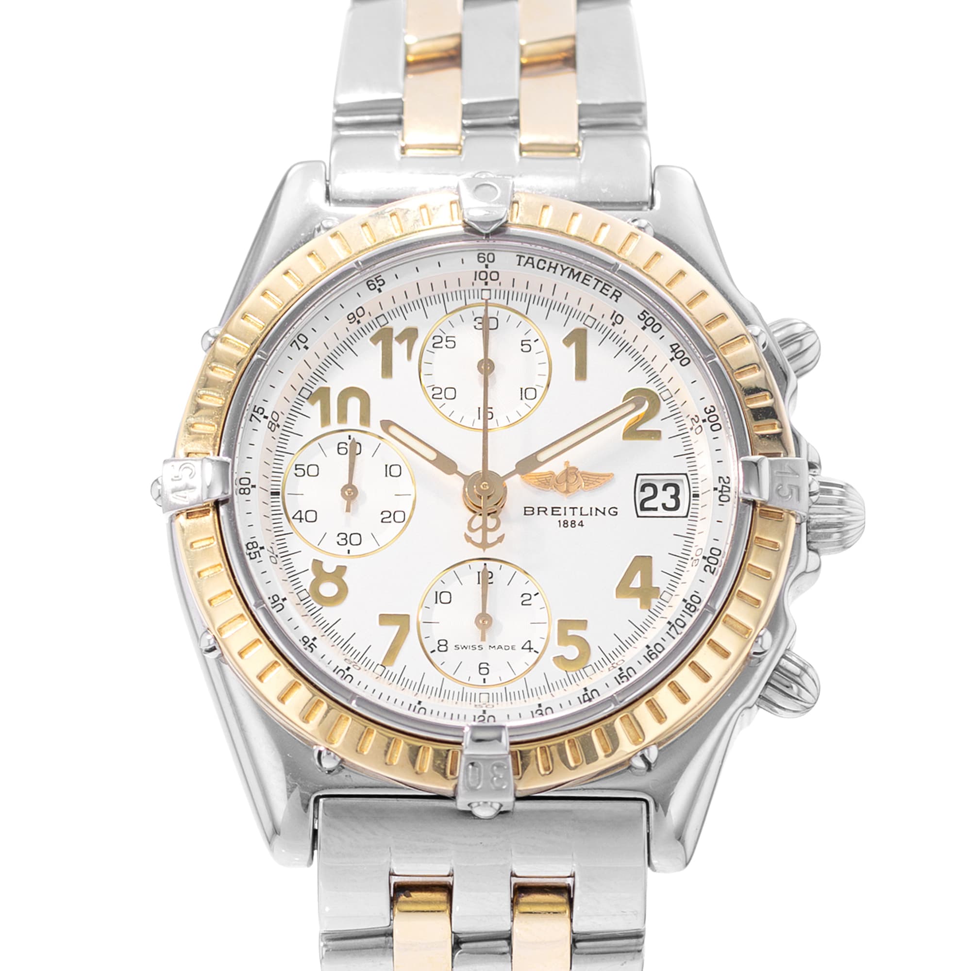 Breitling Chronomat D13050.1 40mm Silver Arabic Steel Yellow Gold Mens Watch