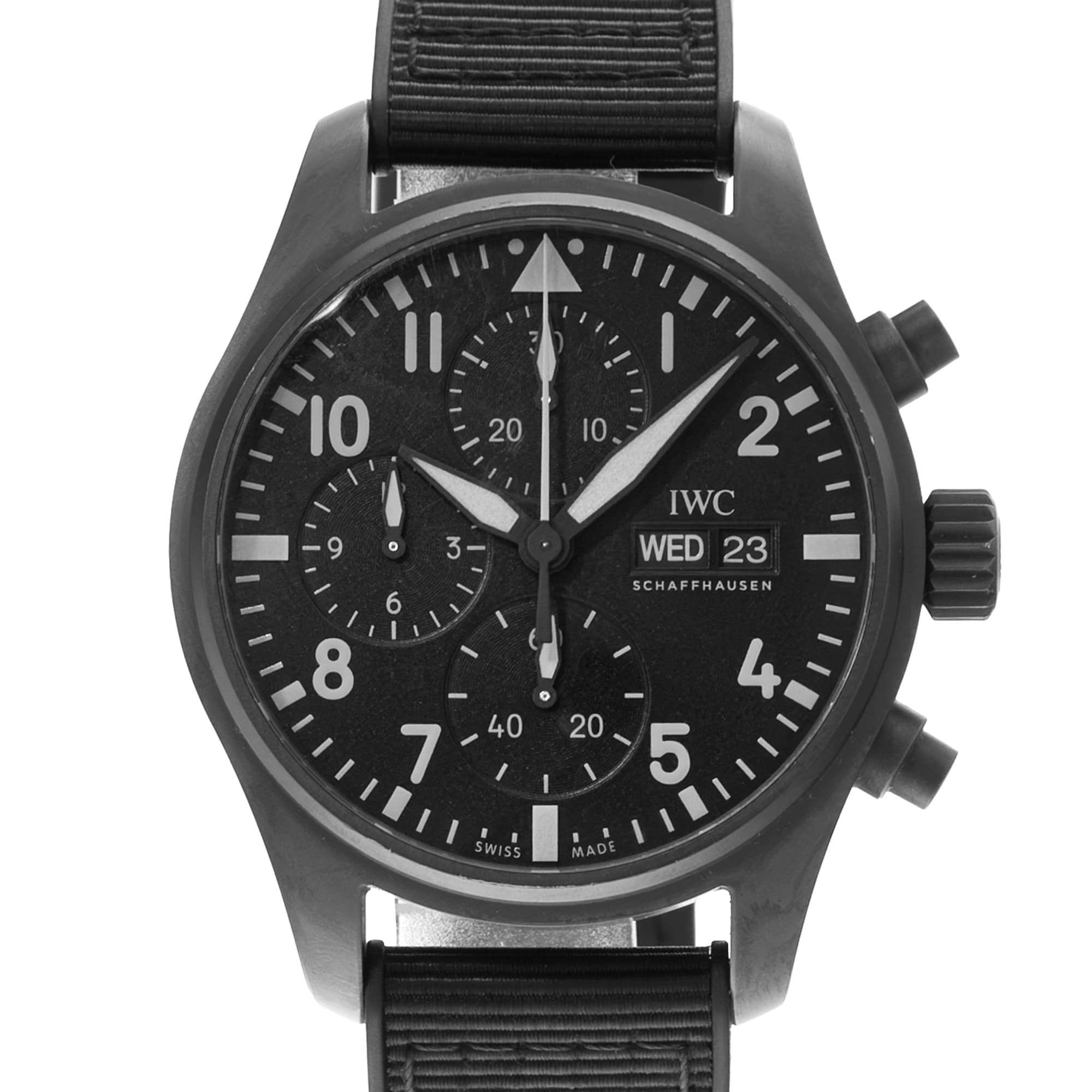 IWC Chronograph Top Gun IW388106 41mm Black Arabic Dial Ceramic Mens Watch