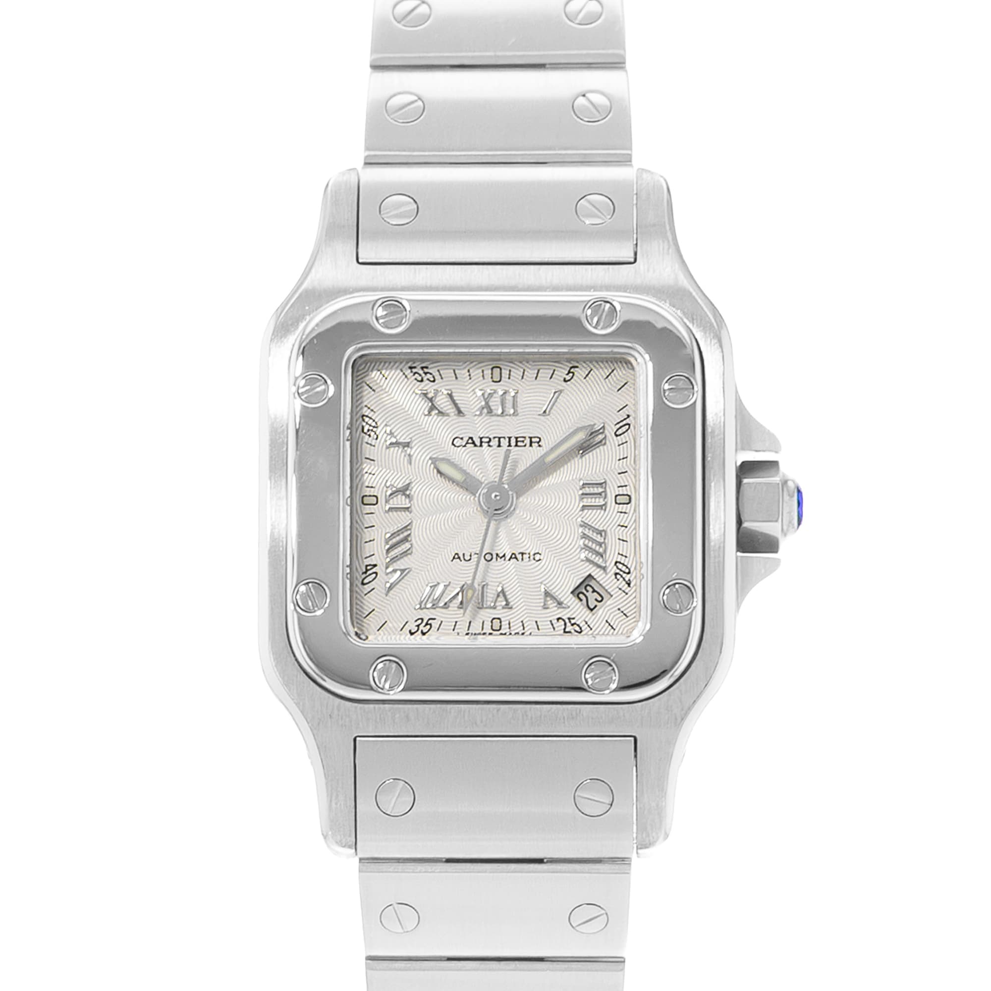 Cartier Santos Galbee W20044D6 2423 24mm Small Silver Dial Steel Ladies Watch