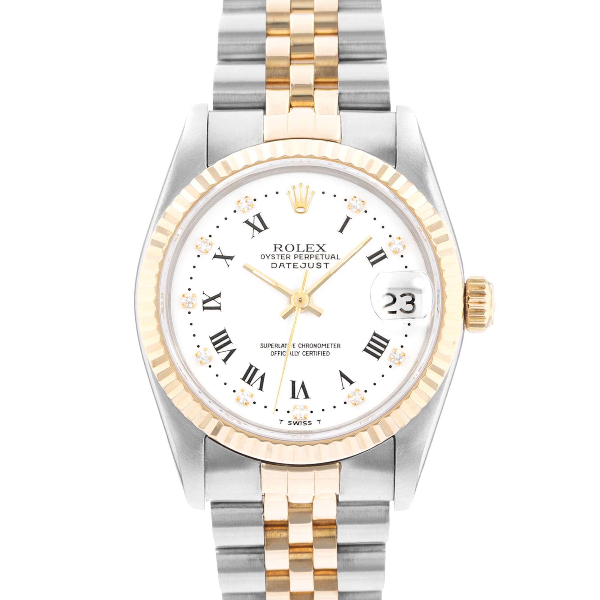 Rolex Datejust 31 68273 White Roman Dial Steel Yellow Gold Jubilee Ladies Watch