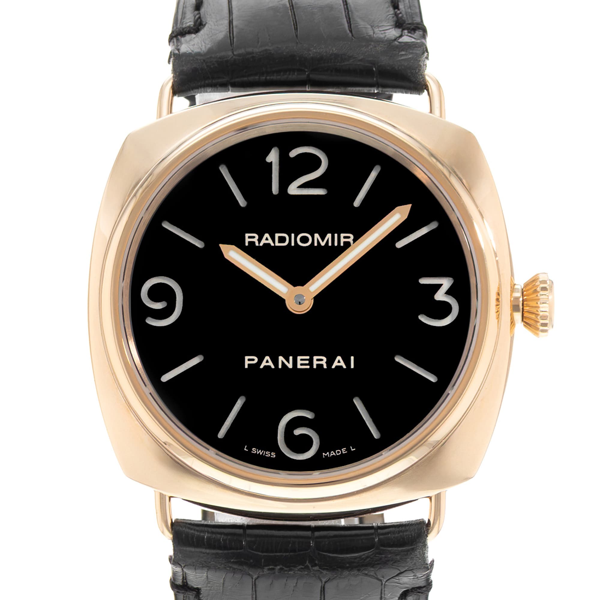 Panerai Radiomir PAM 00231 45mm Rose Gold Black Leather Manual Mens Watch