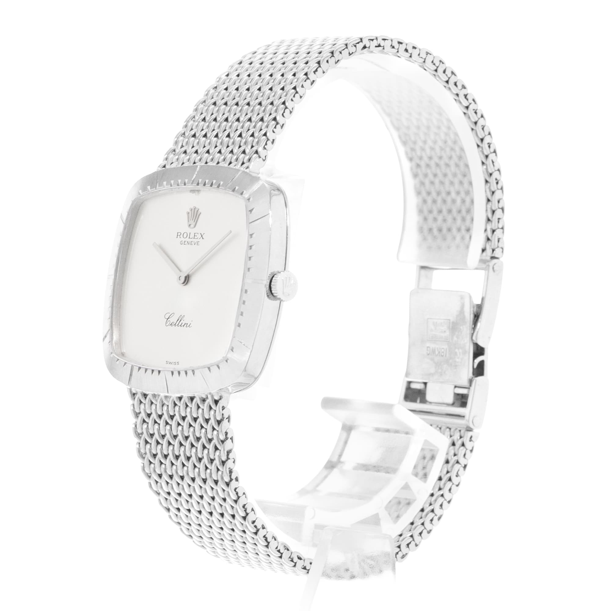 Rolex Cellini 4084 30mm Vintage Silver Dial White Gold Ladies Watch