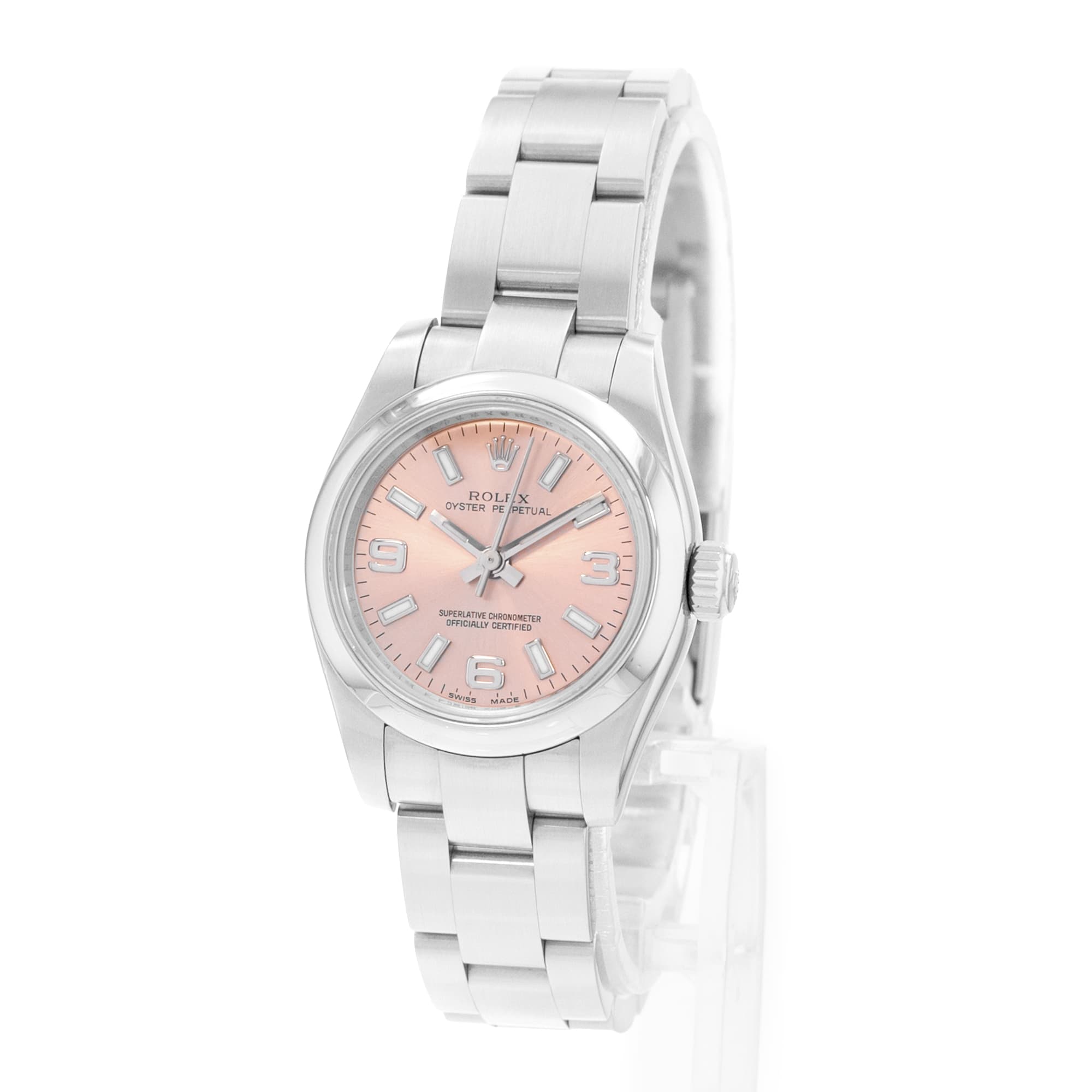 Rolex Oyster Perpetual 26 176200 Salmon Pink Dial Steel Ladies Watch Card