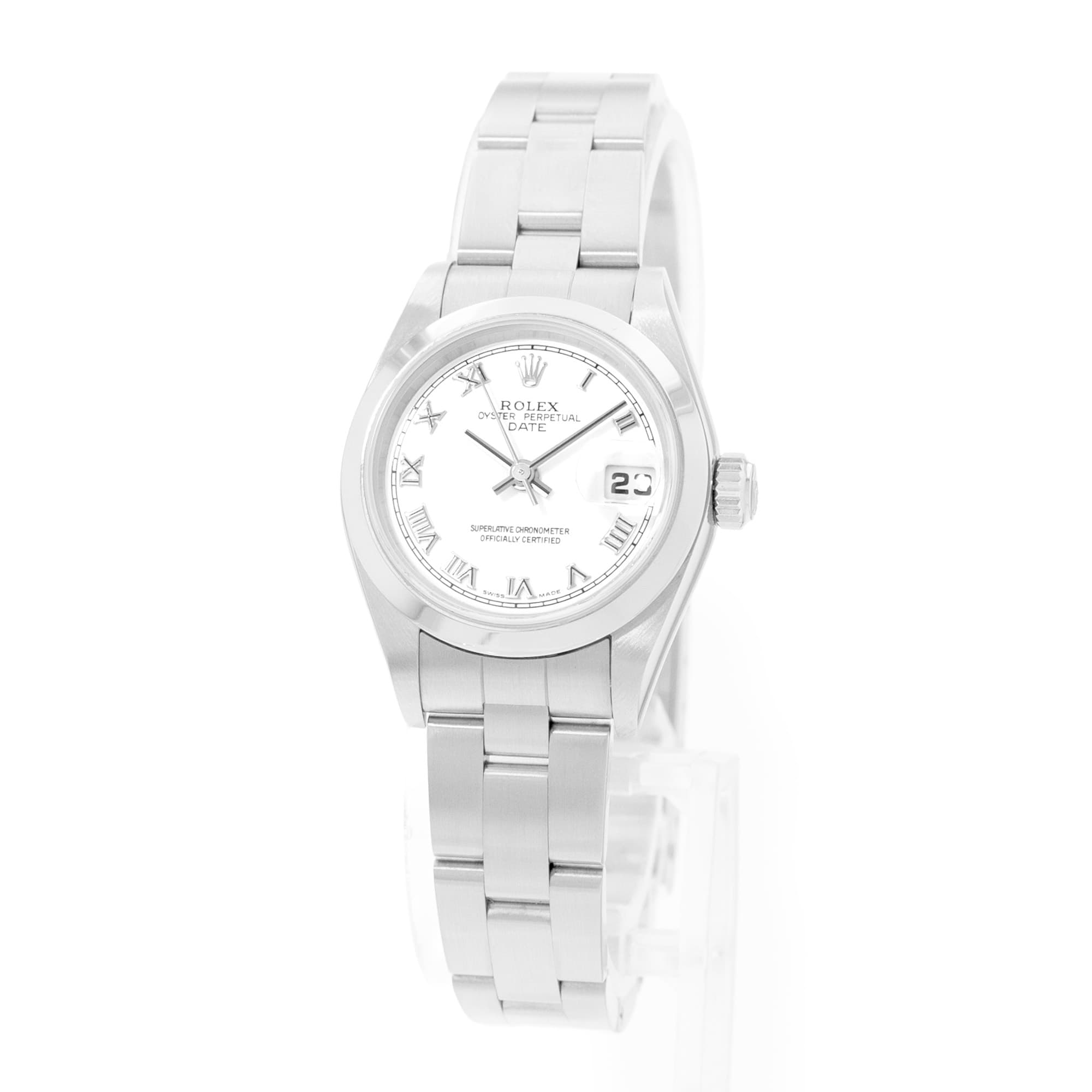Rolex Oyster Perpetual 26 79160 White Roman Steel Automatic Ladies Watch Papers
