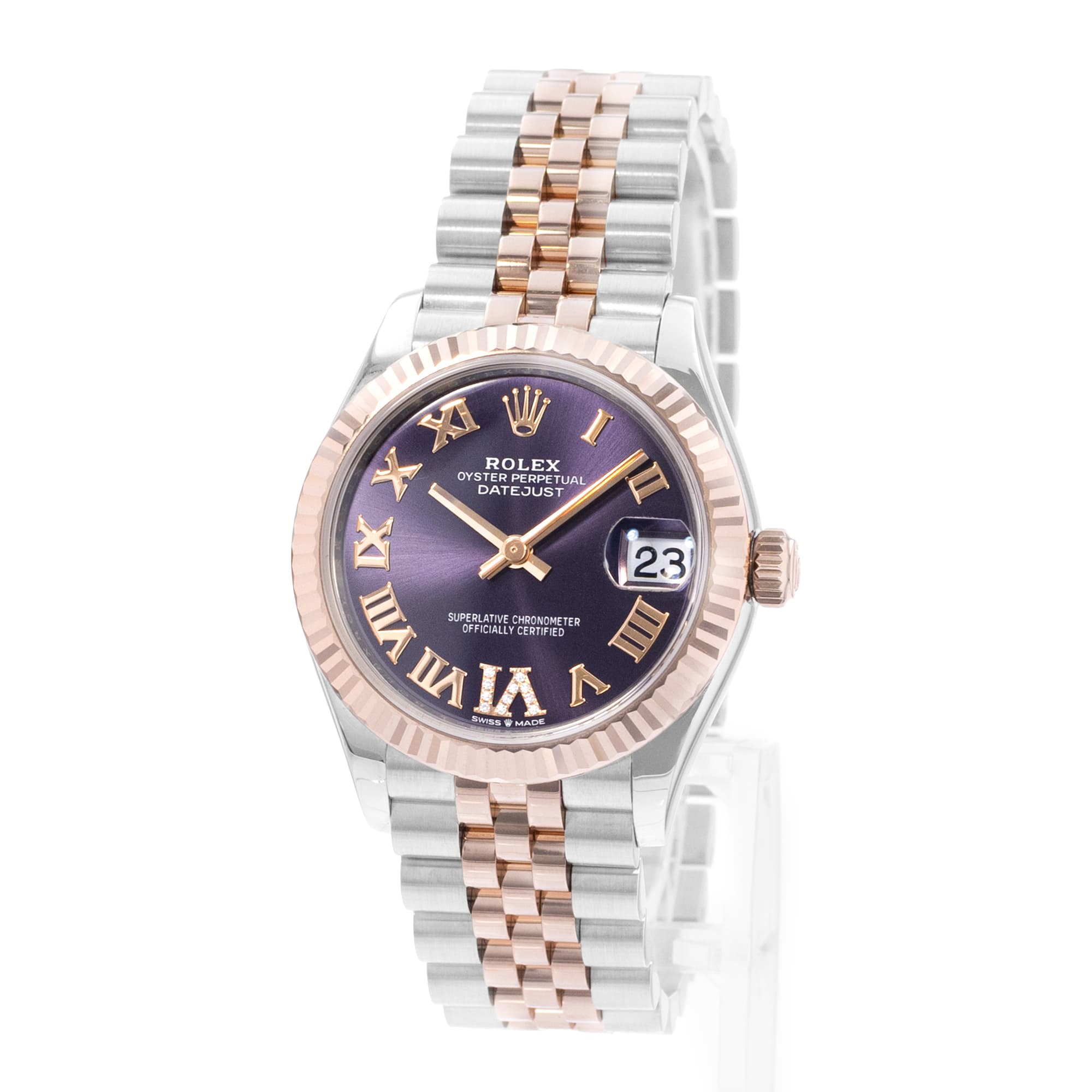 Rolex Datejust 31 278271 Purple Roman Diamond Steel Gold Ladies Watch Card 2021