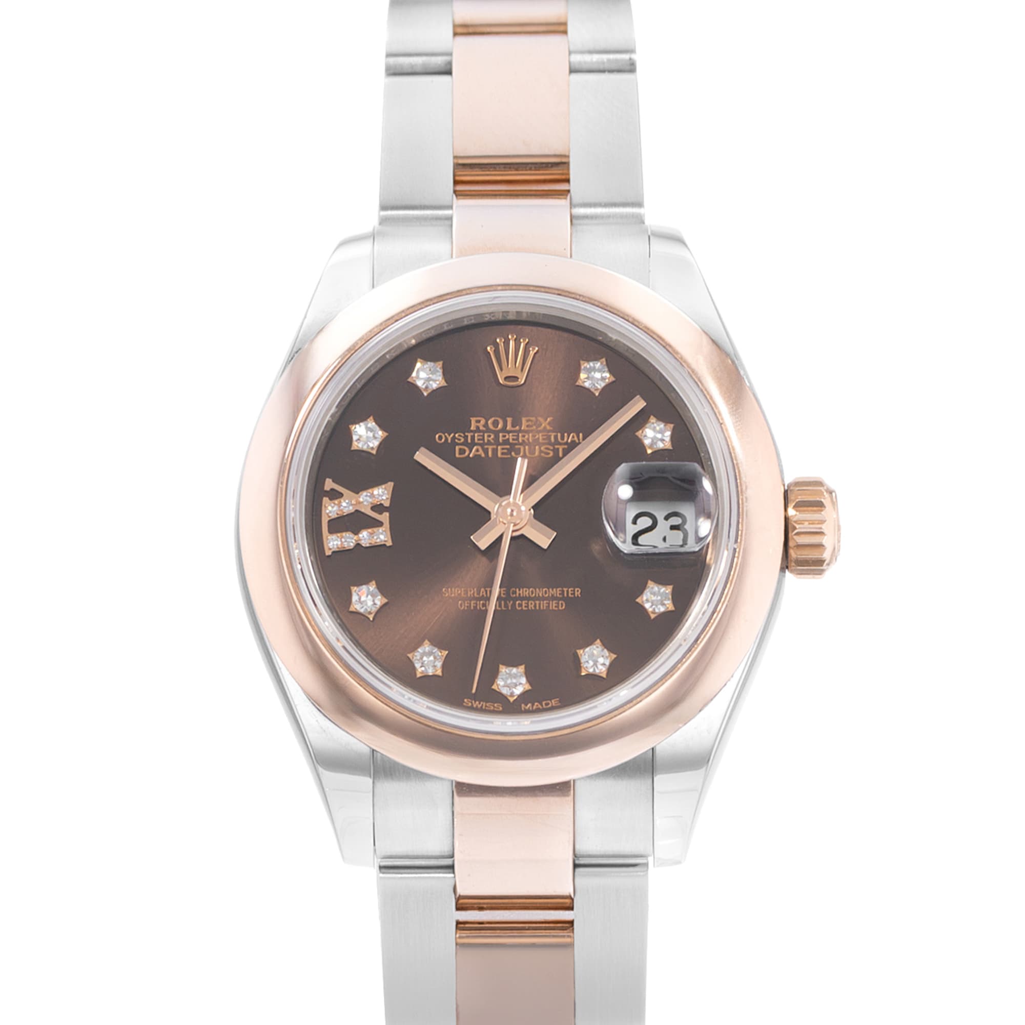 Rolex Datejust 28 279161 Brown Diamond Rose Steel Oyster Ladies Watch 2019