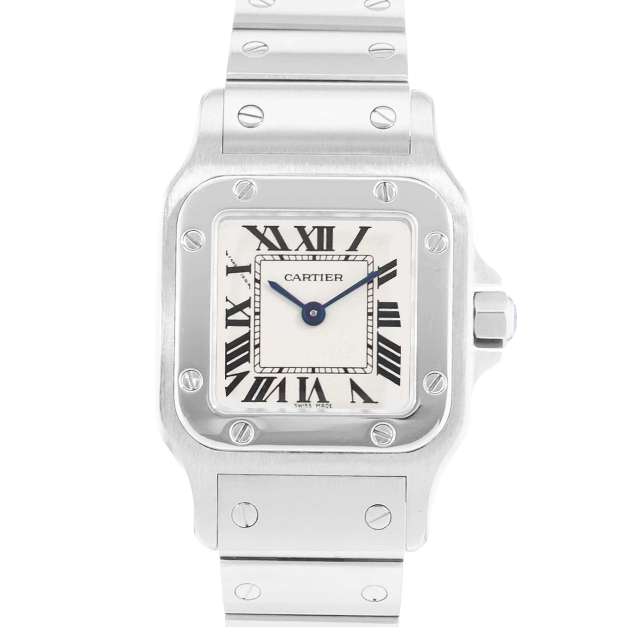 Cartier Santos Galbee W20056D6 1565 24mm Small Silver Roman Steel Ladies Watch