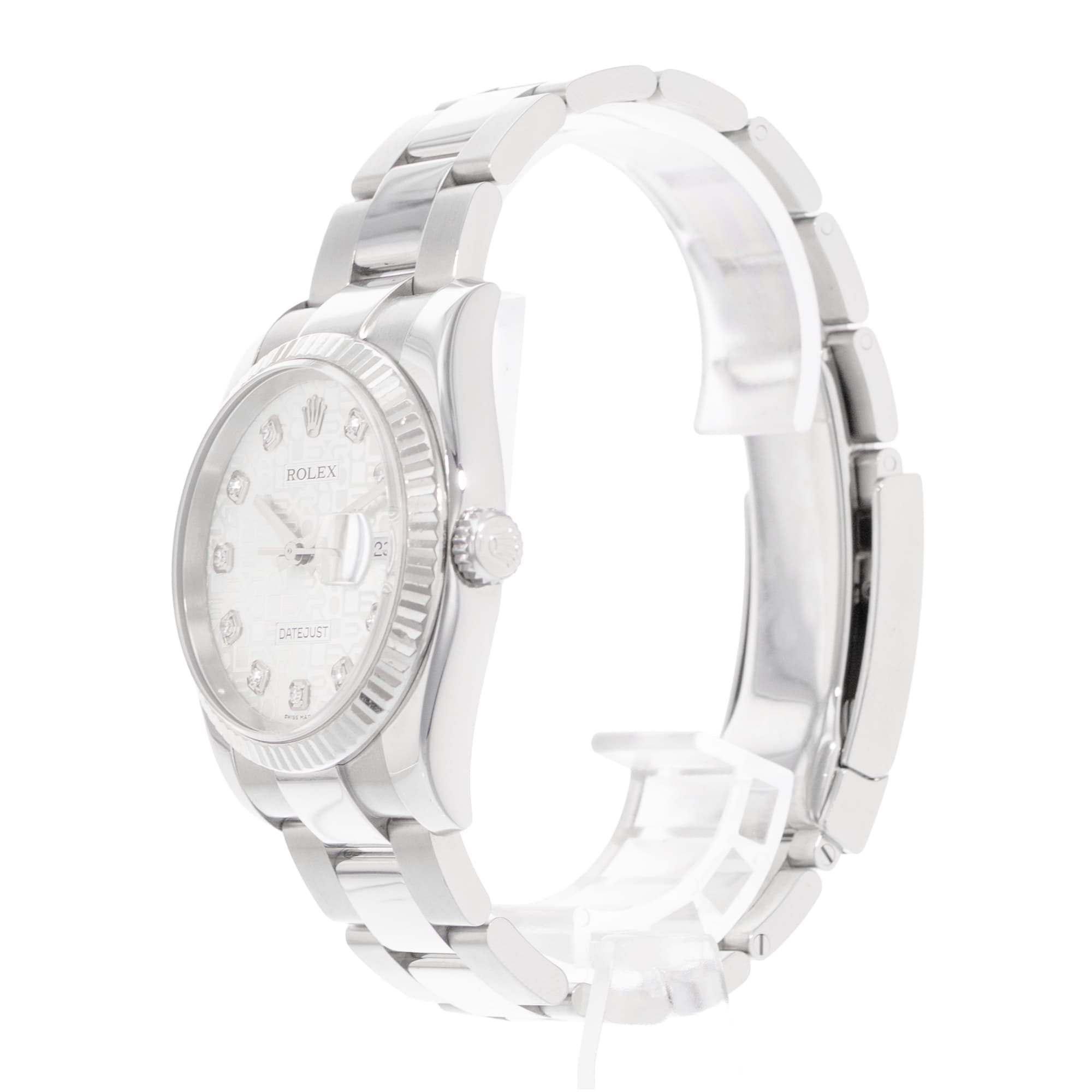 Rolex Datejust 36 116234 Silver Diamond Steel Gold Oyster Mens Watch