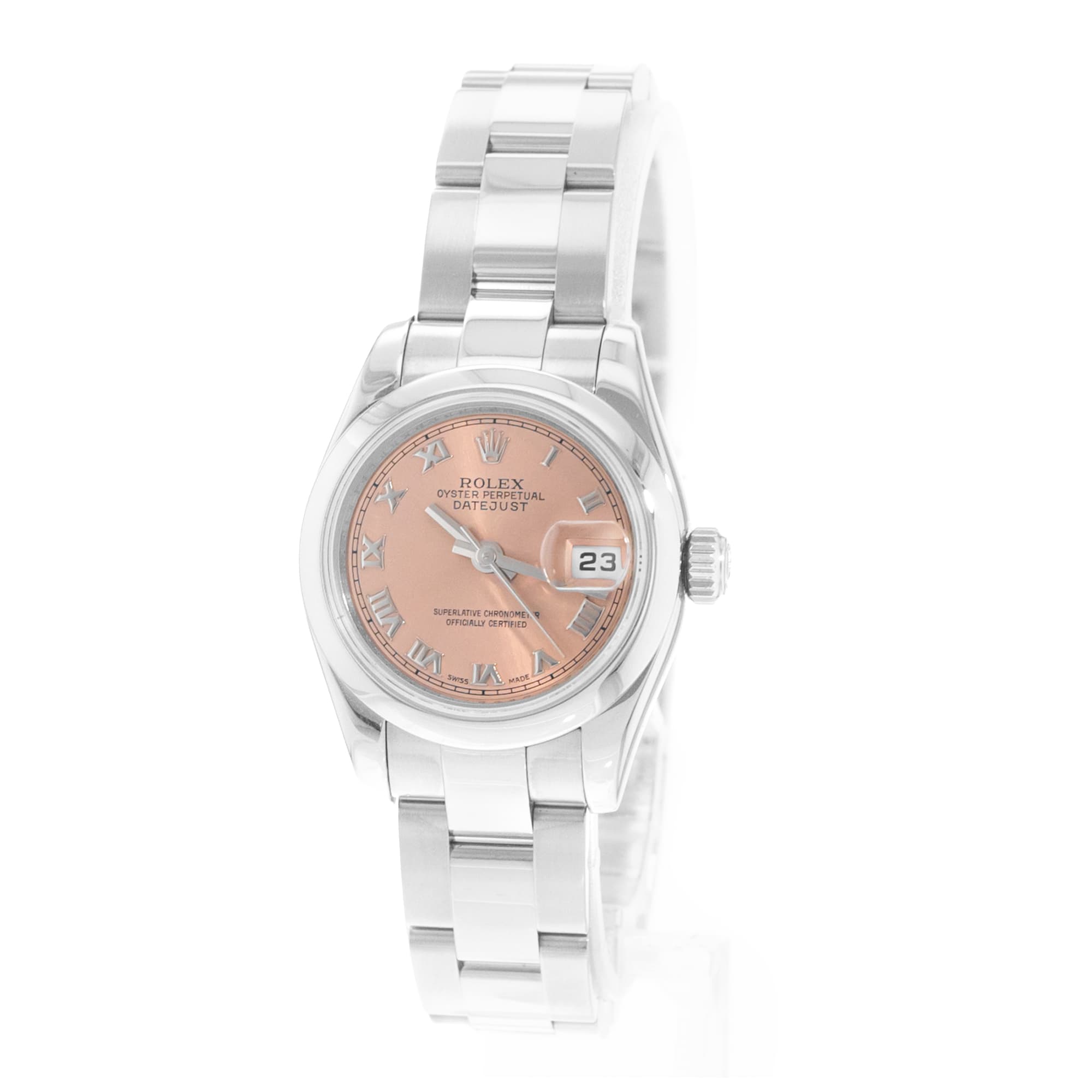 Rolex Oyster Perpetual 26 179160 Salmon Pink Dial Steel Ladies Watch Card