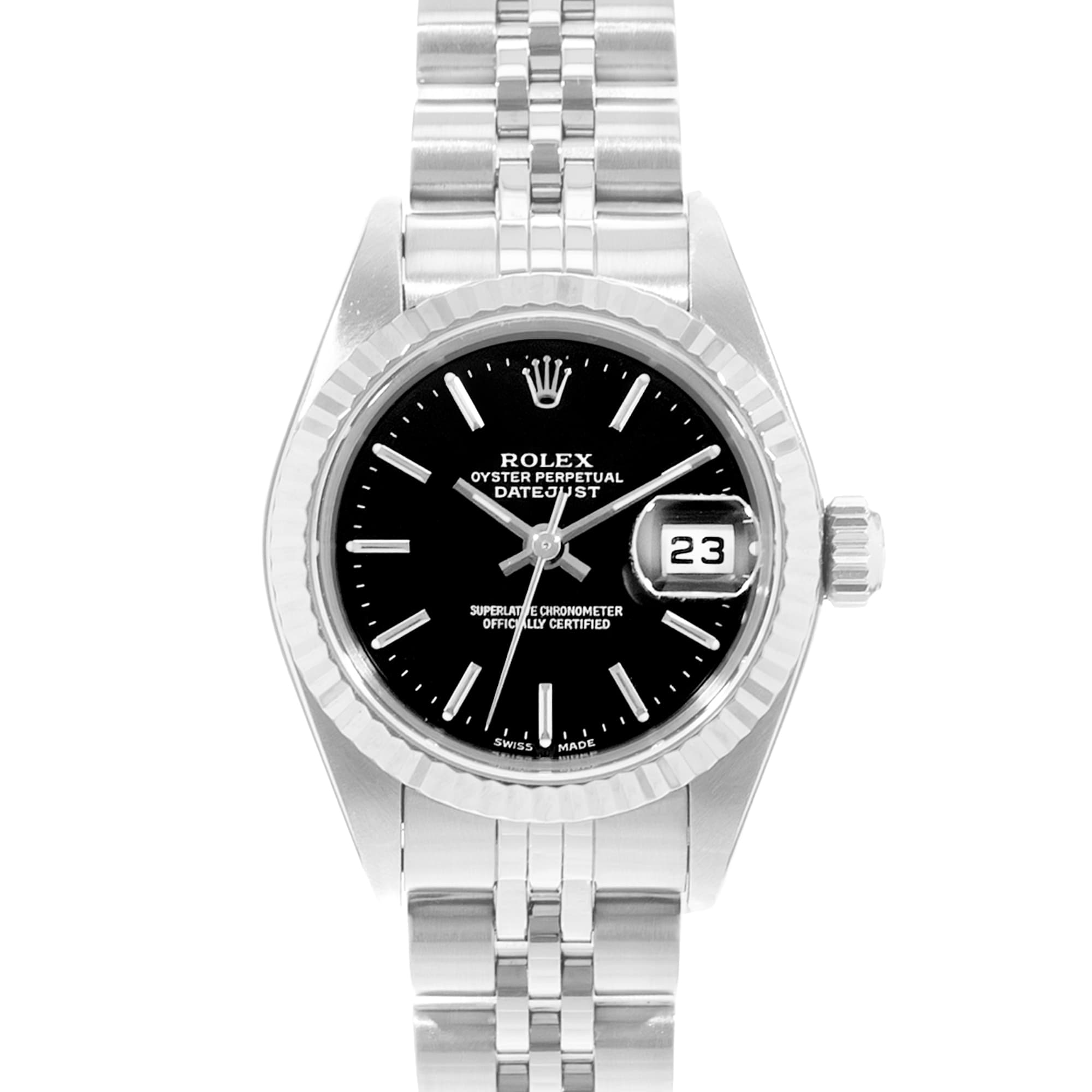 Rolex Datejust 26 79174 Black Dial Steel Jubilee Ladies Watch Papers