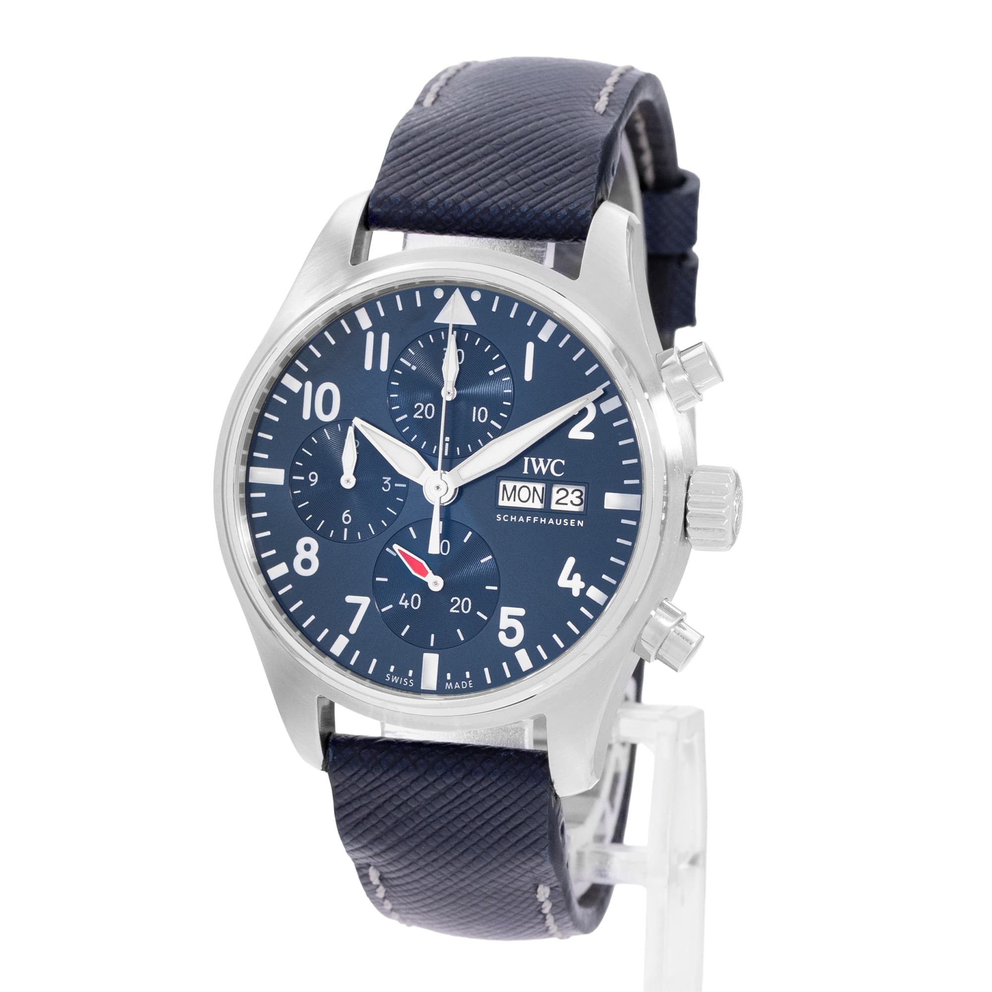 IWC Pilot Chronograph IW388101 41mm Blue Dial Steel Mens Watch Box Card