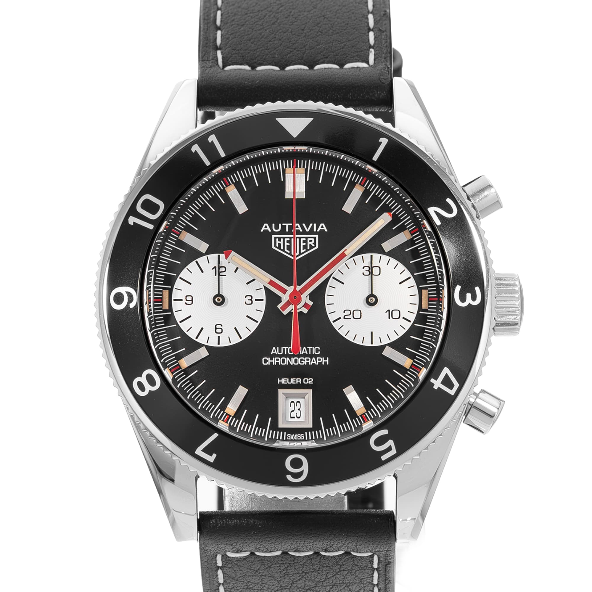 Heuer Autavia CBE2118 42mm Black Dial Steel Automatic Mens Watch Box Card