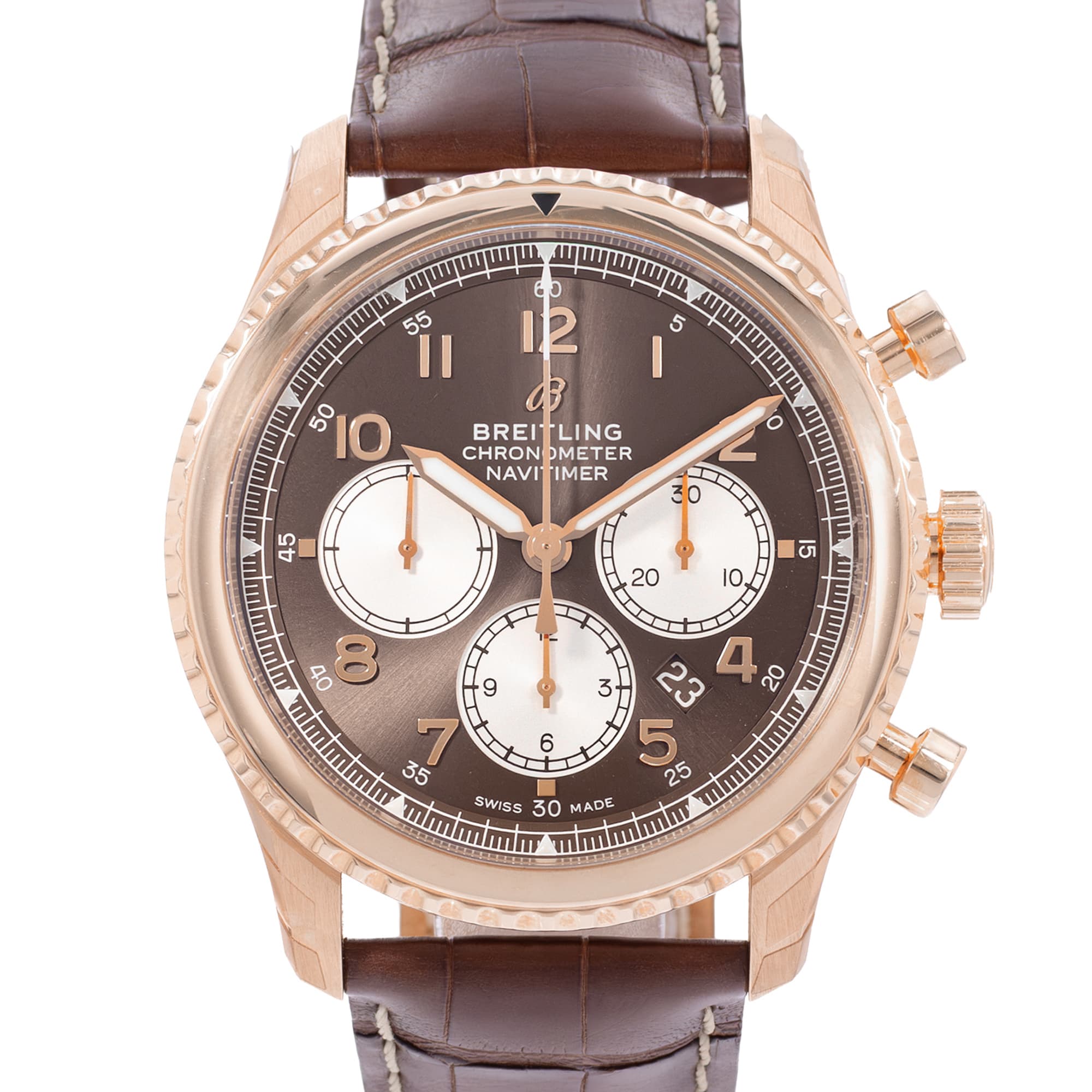 Breitling Navitimer 8 RB0117131Q1P1 43mm Brown Dial Rose Gold Mens Watch Papers