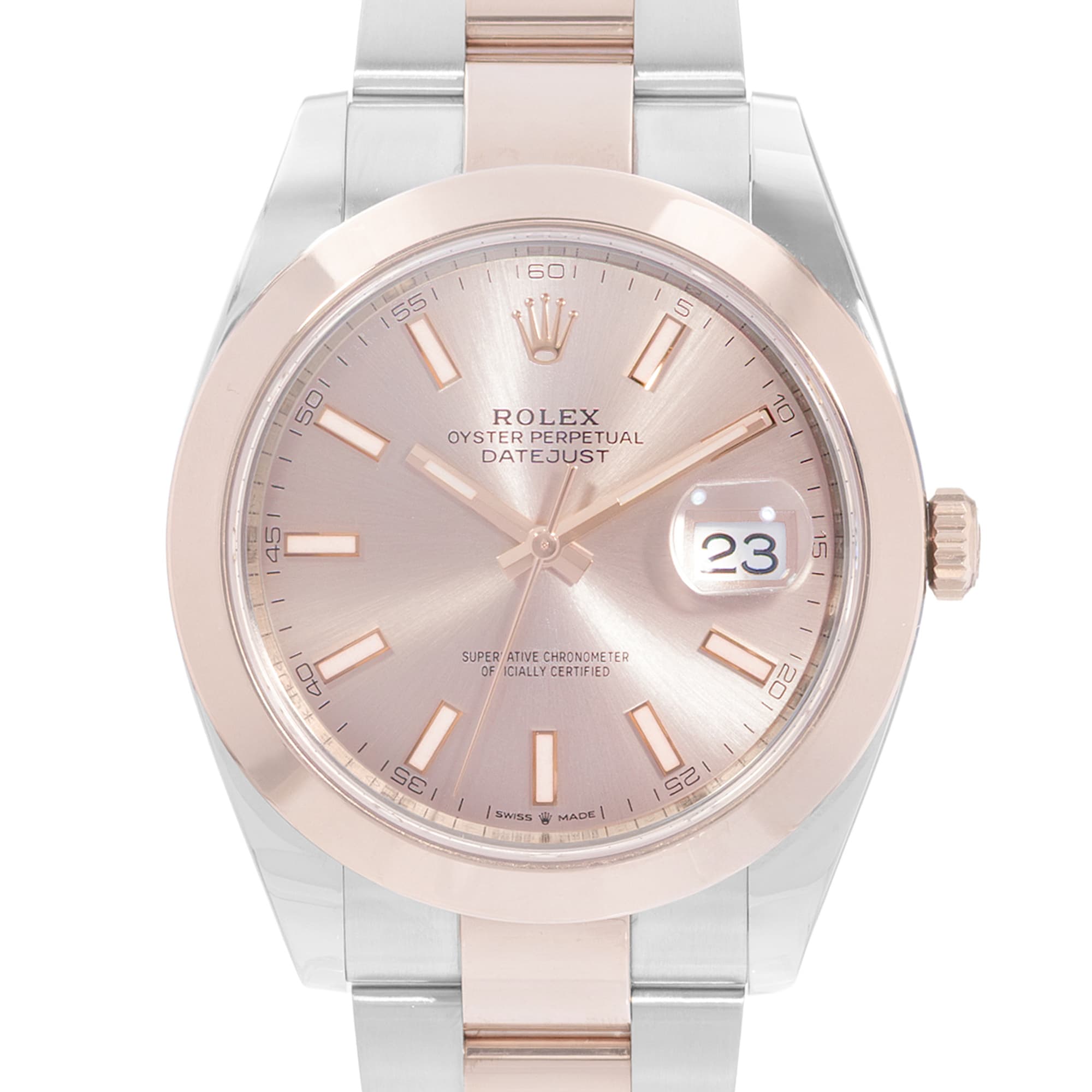 Rolex Datejust 41 126301 Pink Dial Steel Rose Gold Oyster Mens Watch Card