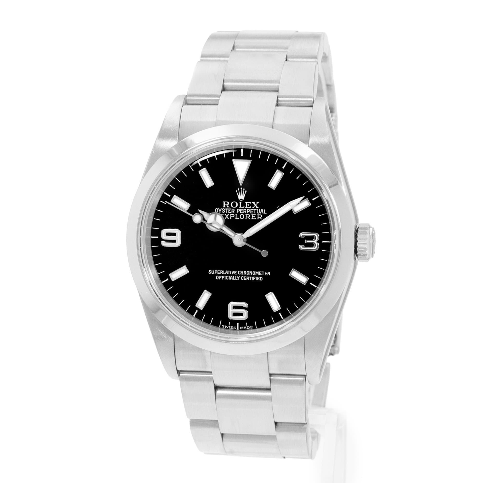 Rolex Explorer 36 114270 Black Arabic Dial Steel Automatic Mens Watch Papers