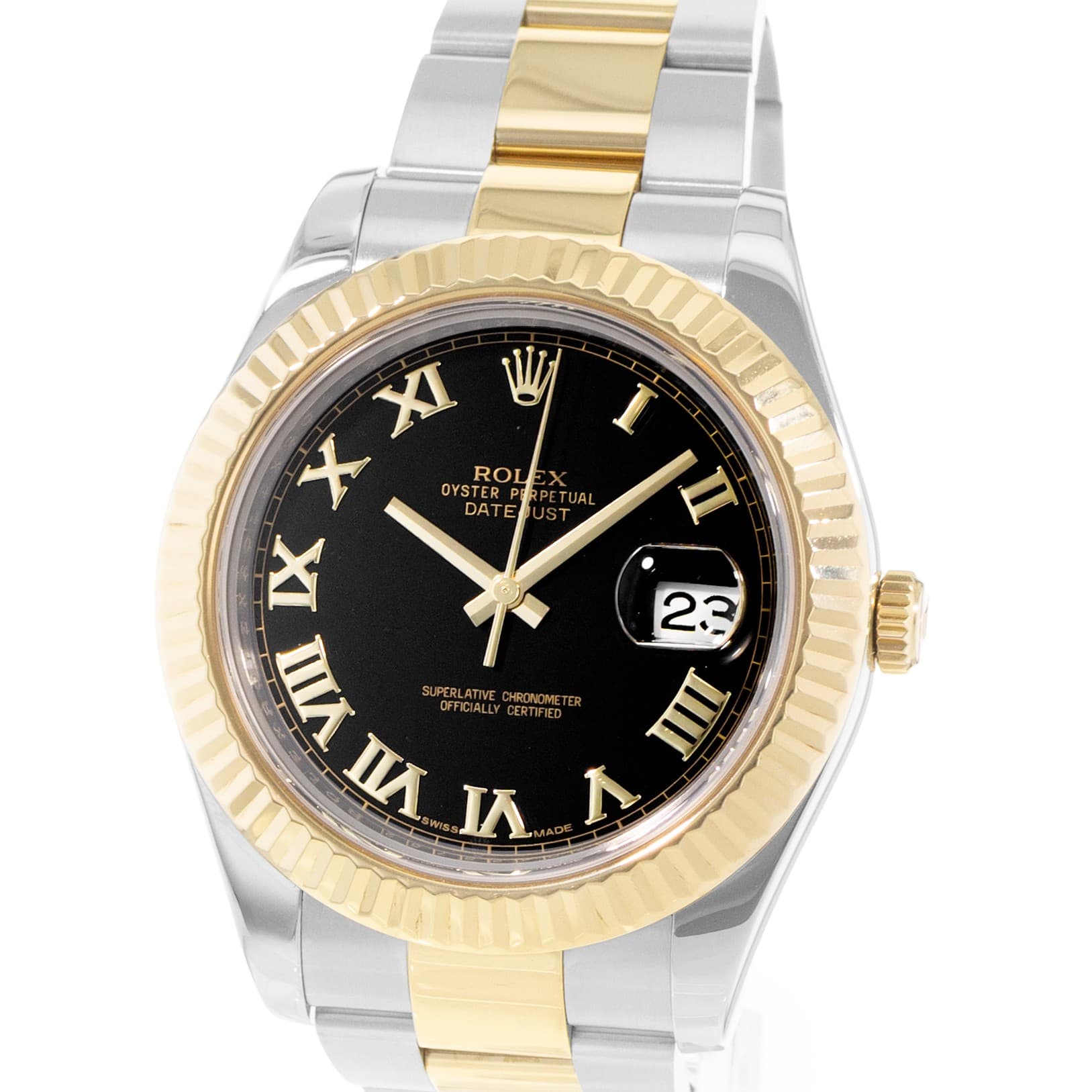 Rolex Datejust II 116333 41mm Black Dial Steel Yellow Gold Mens Watch Card