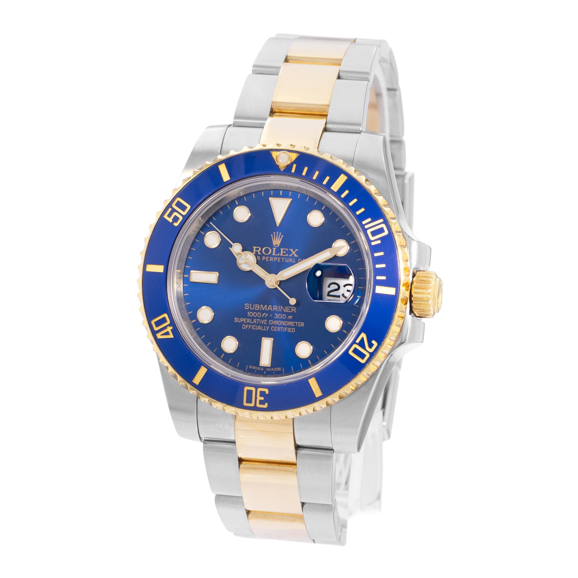 Rolex Submariner Date 116613 40mm Blue Dial Steel Yellow Gold Mens Watch Card