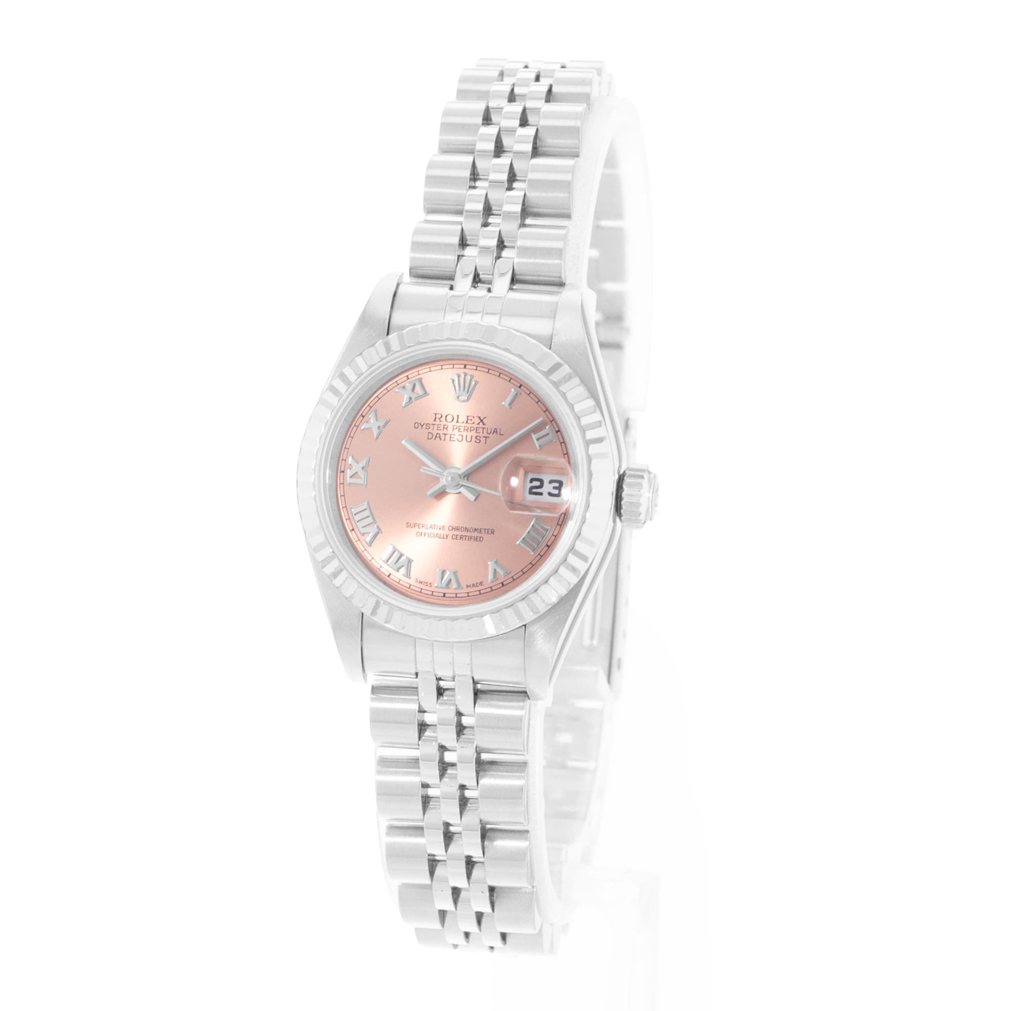 Rolex Datejust 26 79174 Salmon Pink Dial Steel Ladies Watch Papers