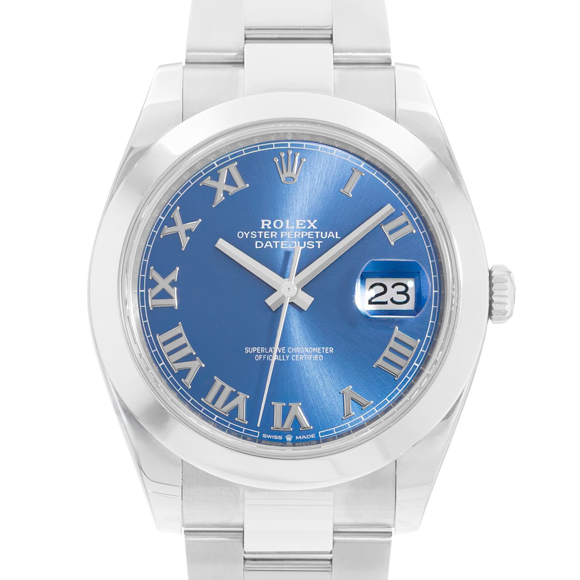 Rolex Datejust 41 126300 Blue Roman Dial Steel Oyster Automatic Mens Watch Card