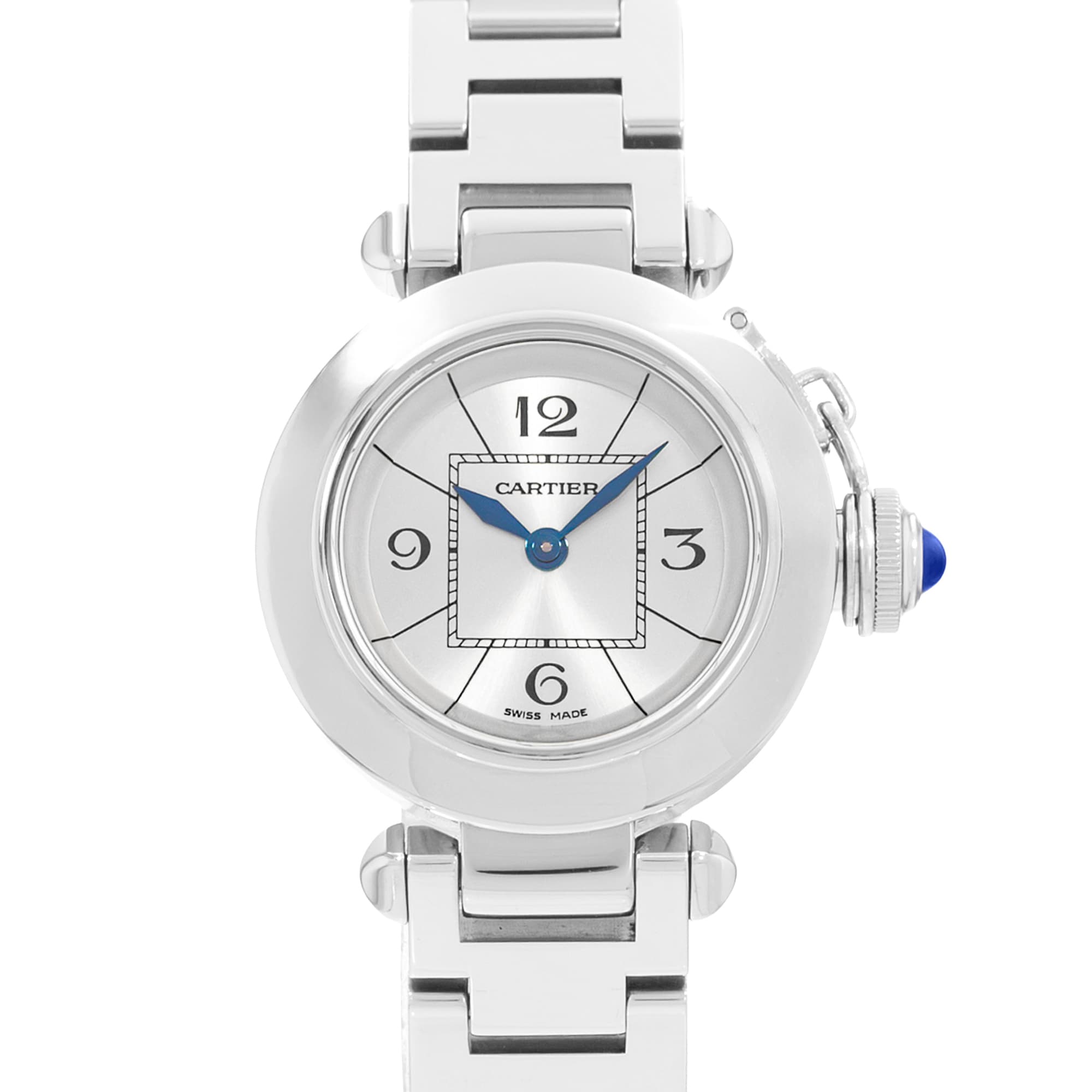 Cartier Pasha W3140007 2973 27mm Silver Dial Steel Ladies Watch Papers
