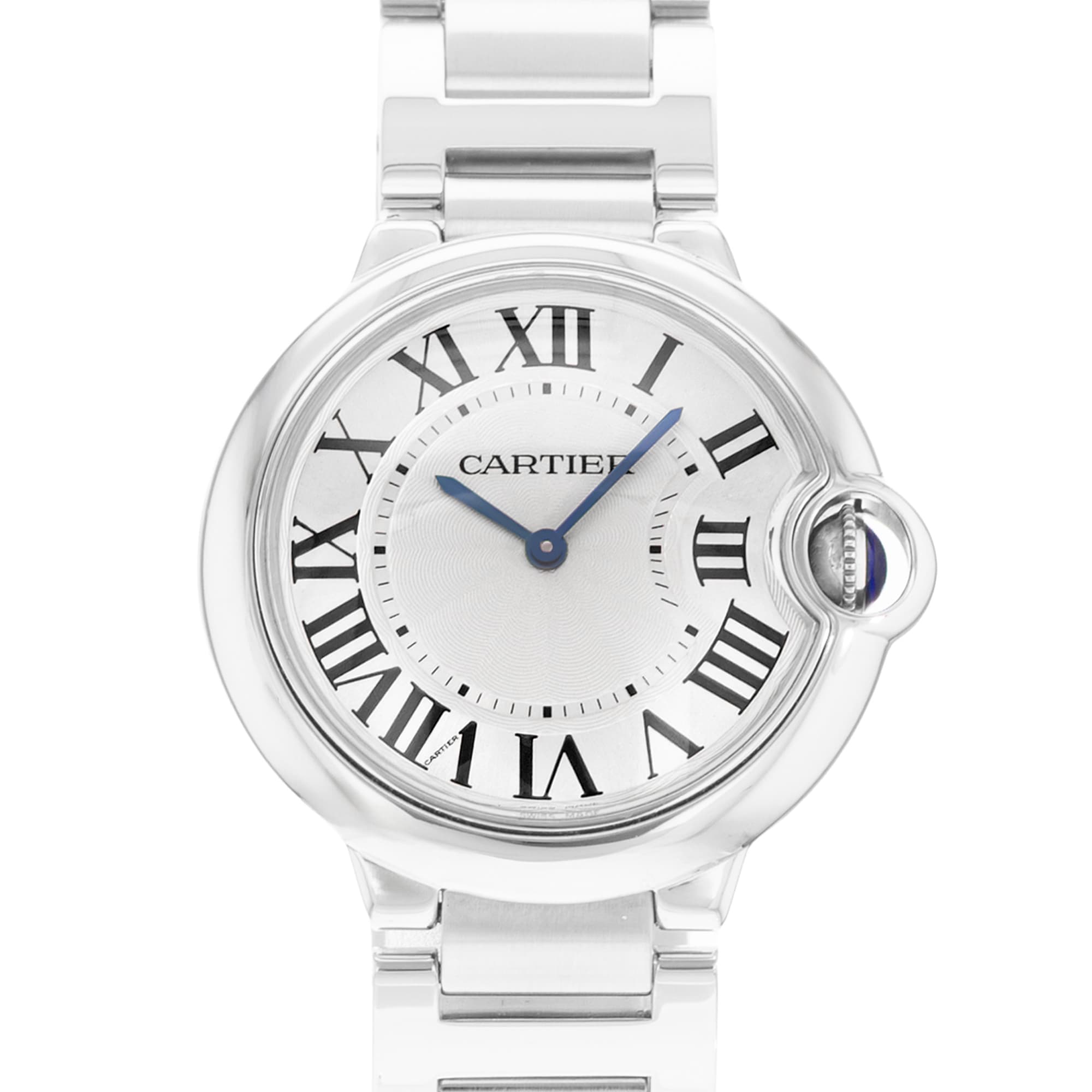 Cartier Ballon Bleu 36mm W69011Z4 3005 Silver Roman Dial Steel Mens Watch