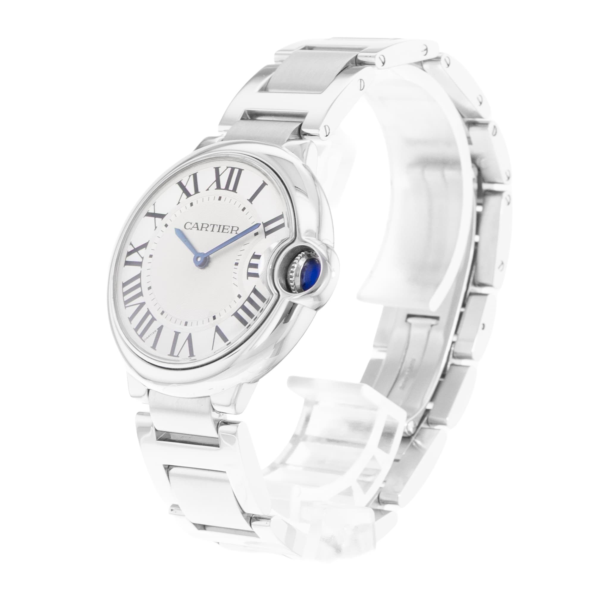 Cartier Ballon Bleu 36mm W69011Z4 3005 Silver Roman Dial Steel Mens Watch