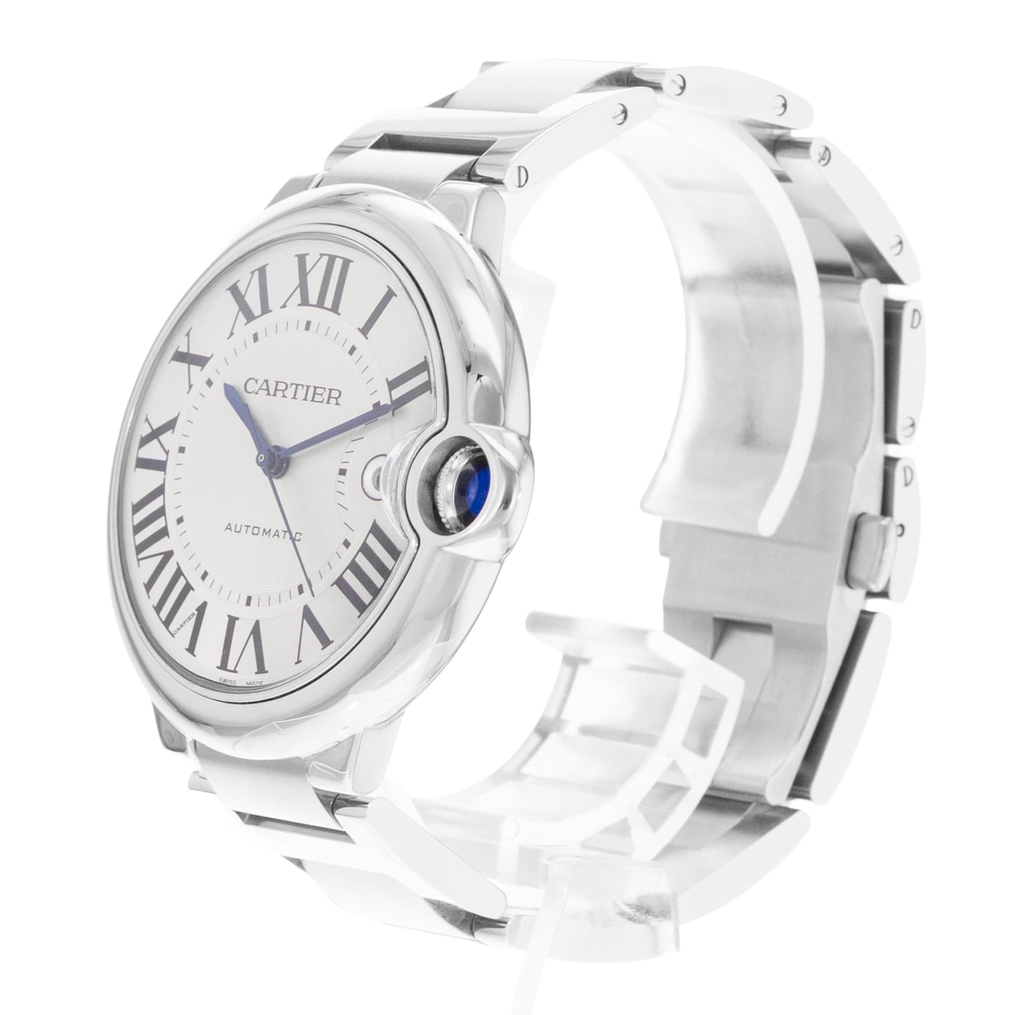 Cartier Ballon Bleu 42mm W69012Z4 3001 Silver Roman Steel Automatic Mens Watch